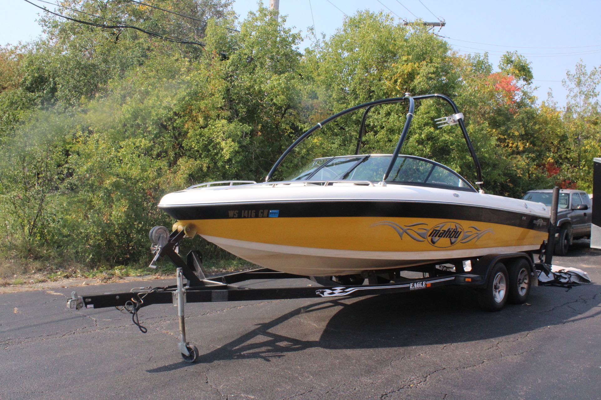 2003 MALIBU WAKESETTER MONSOOON 335, 23FT., HULL IDENTIFICATION MB2S1023J203, WITH 2002 EAGLE TRAIL