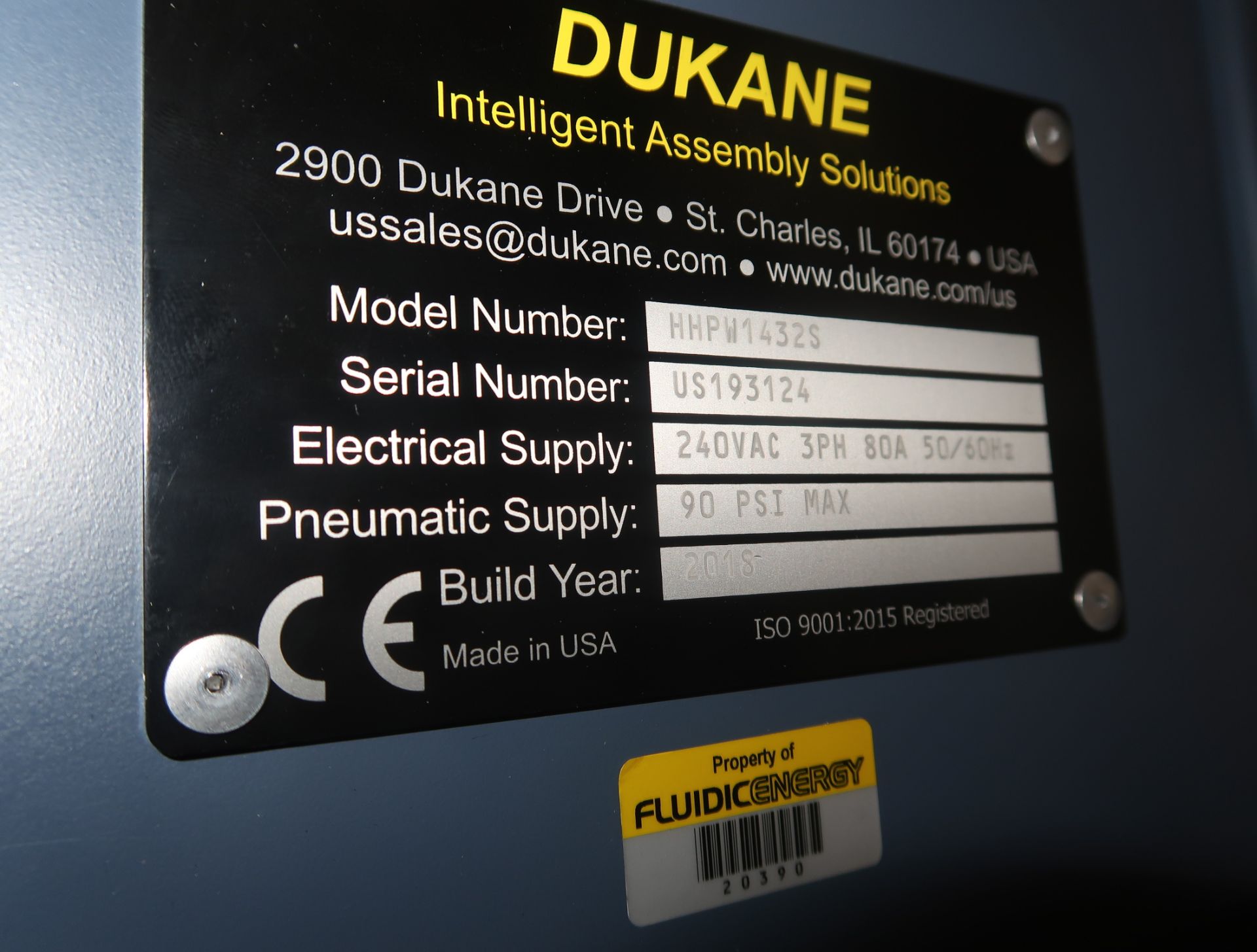 2018 DUKANE IR WELDER, MDL. HHPW1432S, SN. US193124 (NEW) - Image 7 of 13