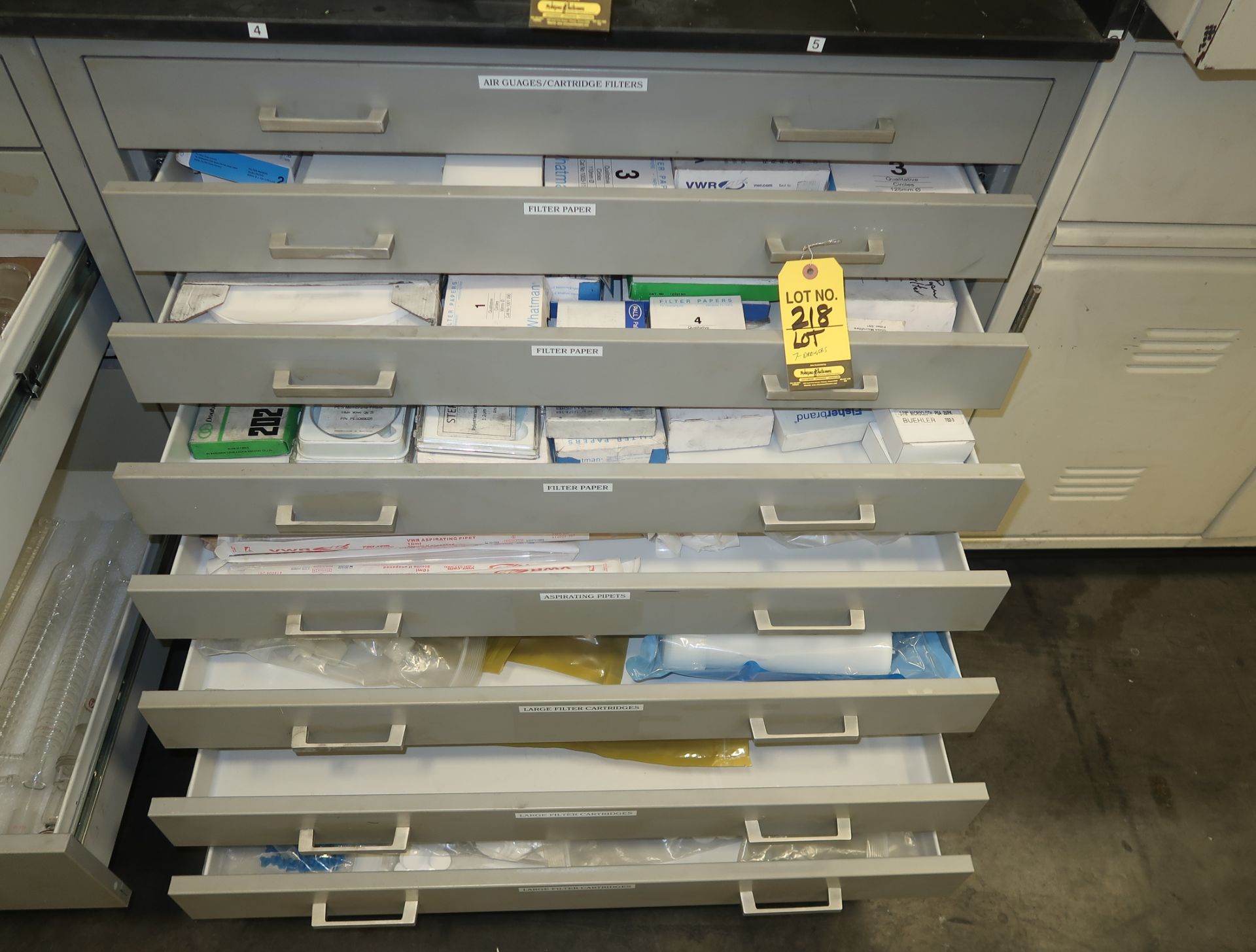 LOT ASST. LAB ACCESSORIES IN 7-DRAWERS