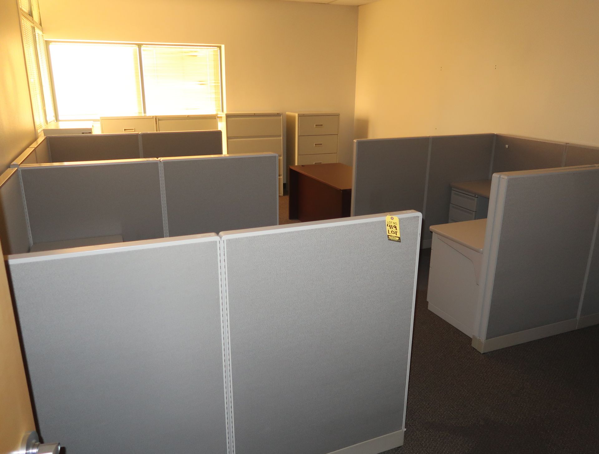 LOT CUBICLES, DESK, CHAIR, FILING CABINETS