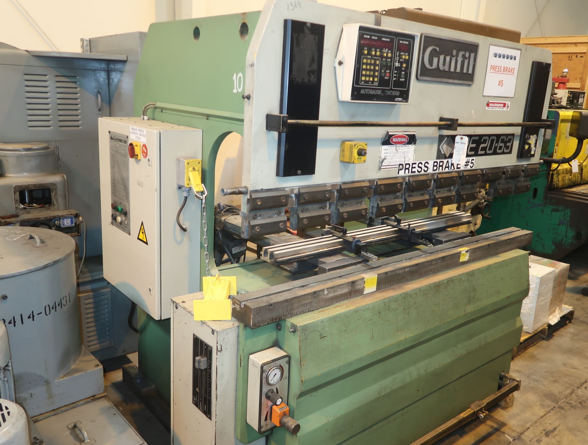 GUIFIL CNC PRESS BRAKE, 6' X 69.3TON, MDL. PE 20-63, AUTOGAUGE 1000 CONTROL, SN. 014609,