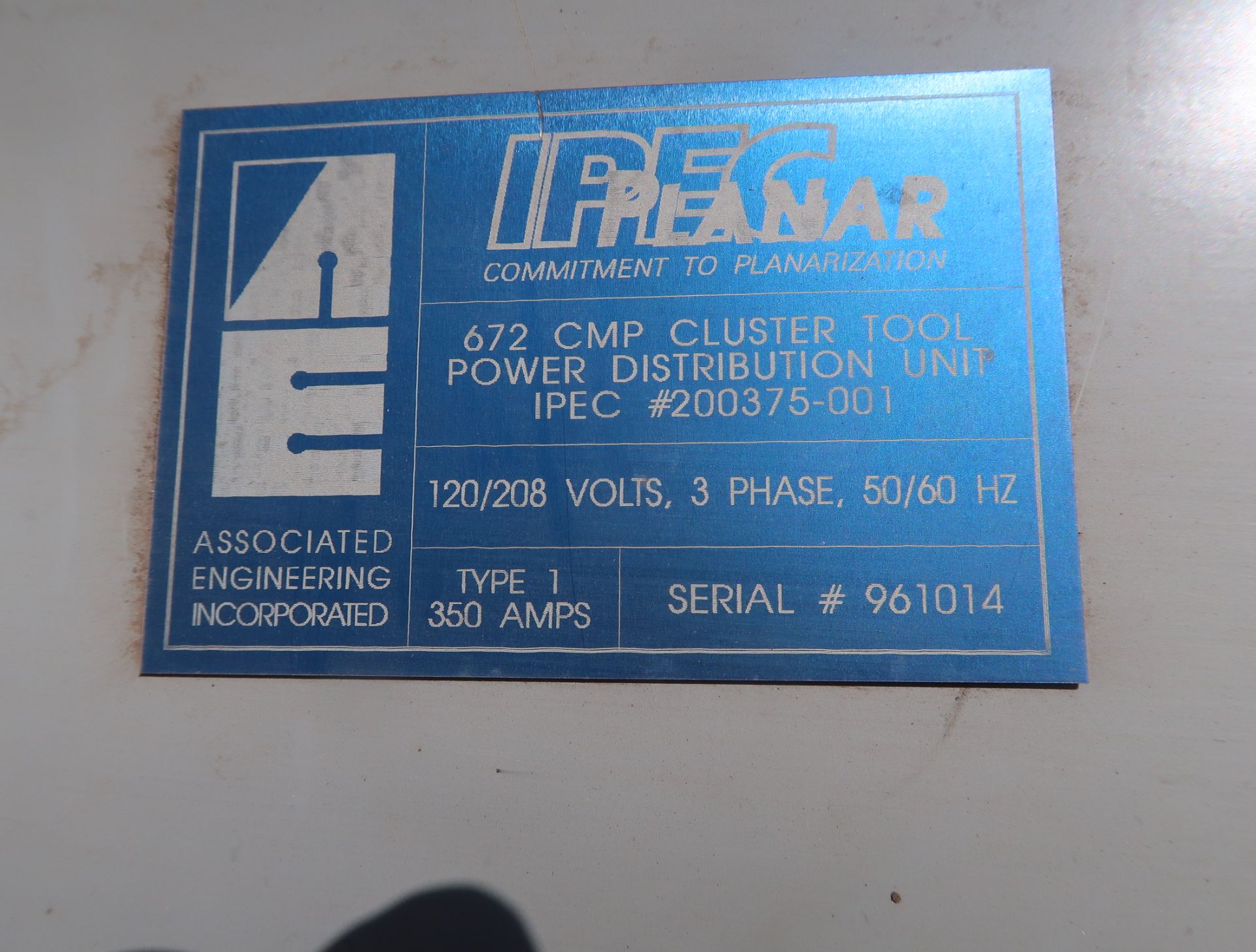 IPEC PLANAR 672 CMP CLUSTER TOOL POWER DISTRIBUTION UNIT, MDL. IPEC 200375-001 - Image 2 of 2