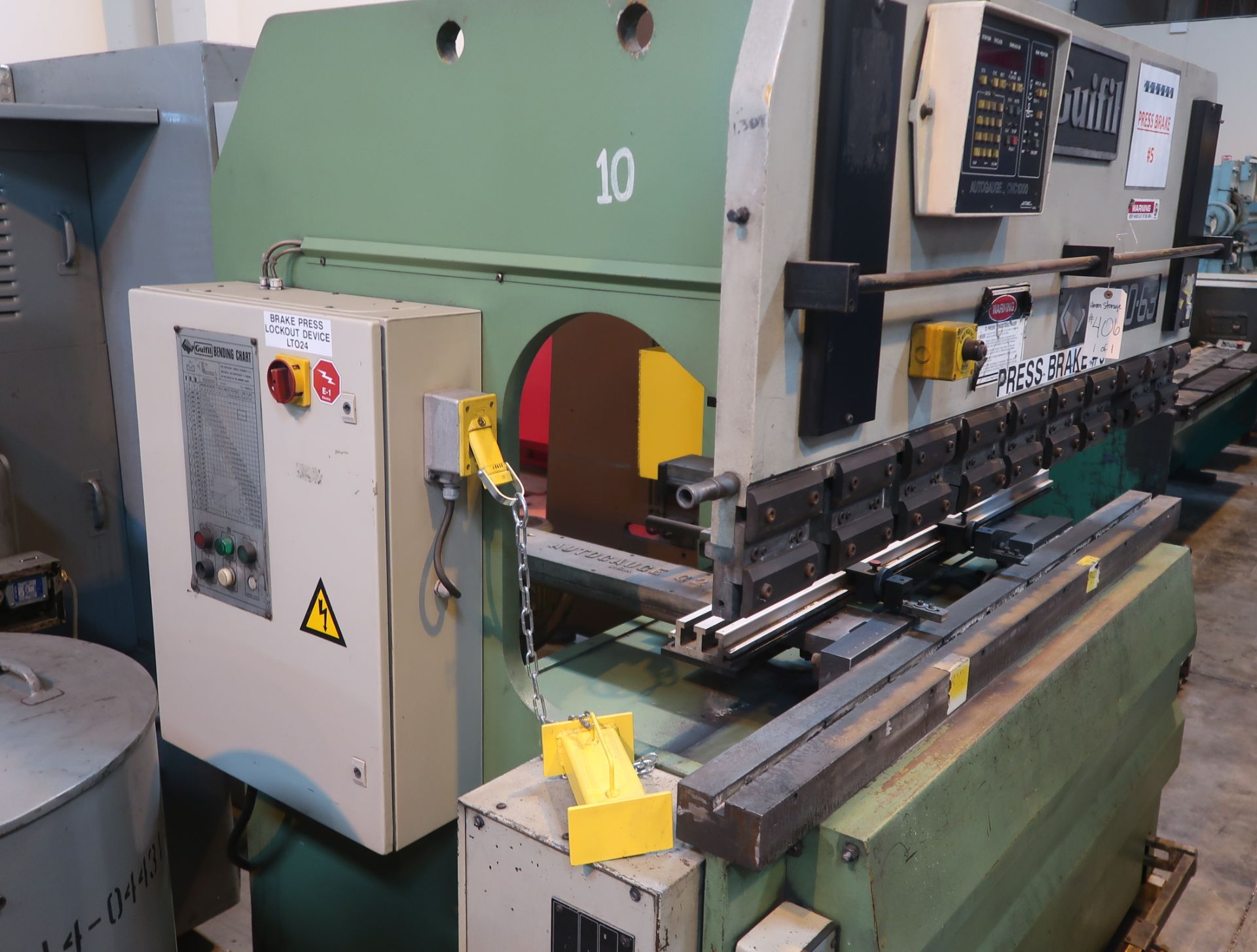 GUIFIL CNC PRESS BRAKE, 6' X 69.3TON, MDL. PE 20-63, AUTOGAUGE 1000 CONTROL, SN. 014609, - Image 6 of 8