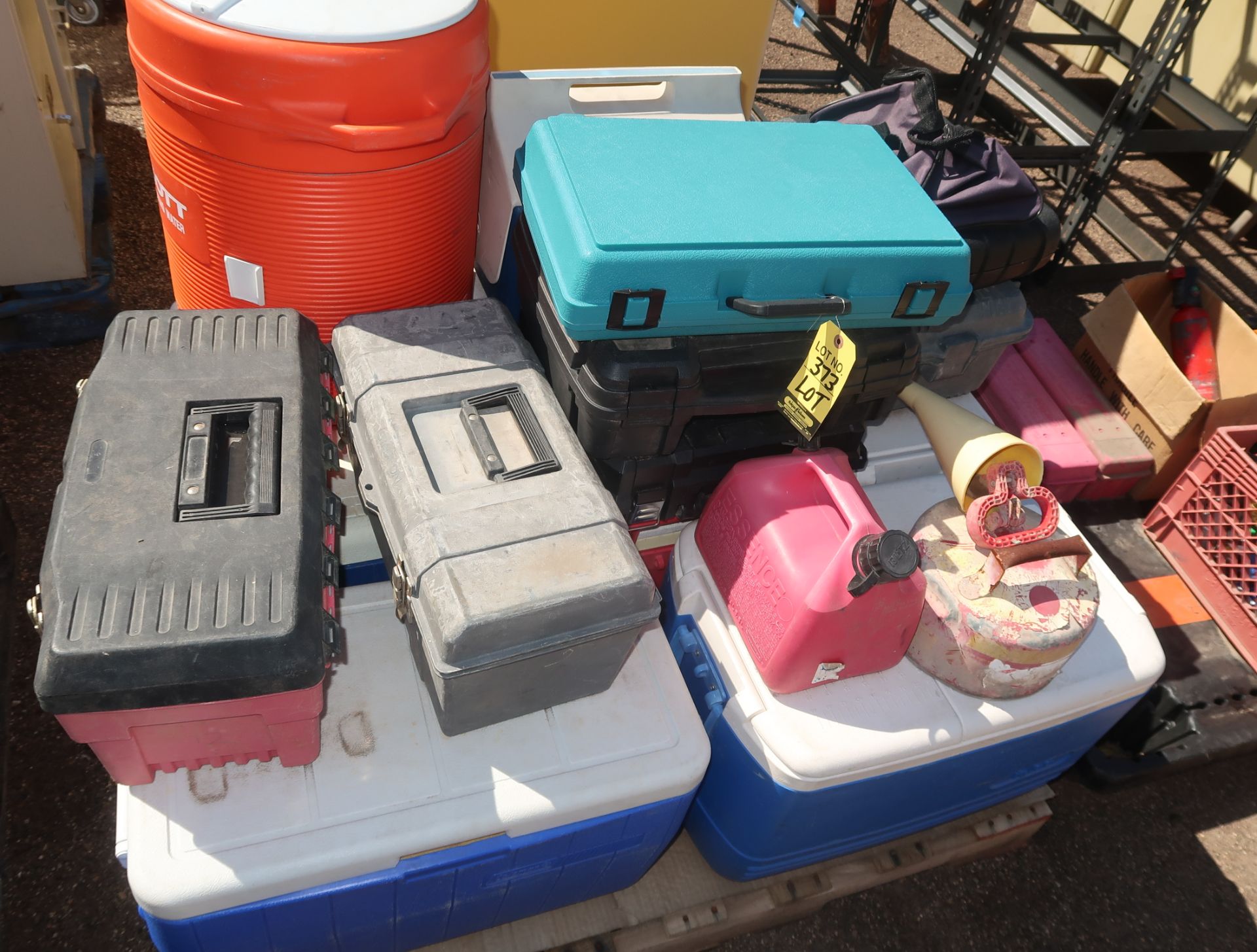 LOT TOOL CASES, TOOL BOXES, COOLERS