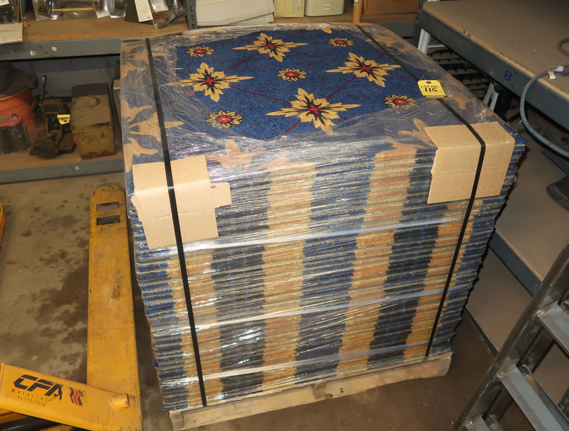 PALLET OF 3' X 3' DECORATIVE CARPET SQUARES (NEW)