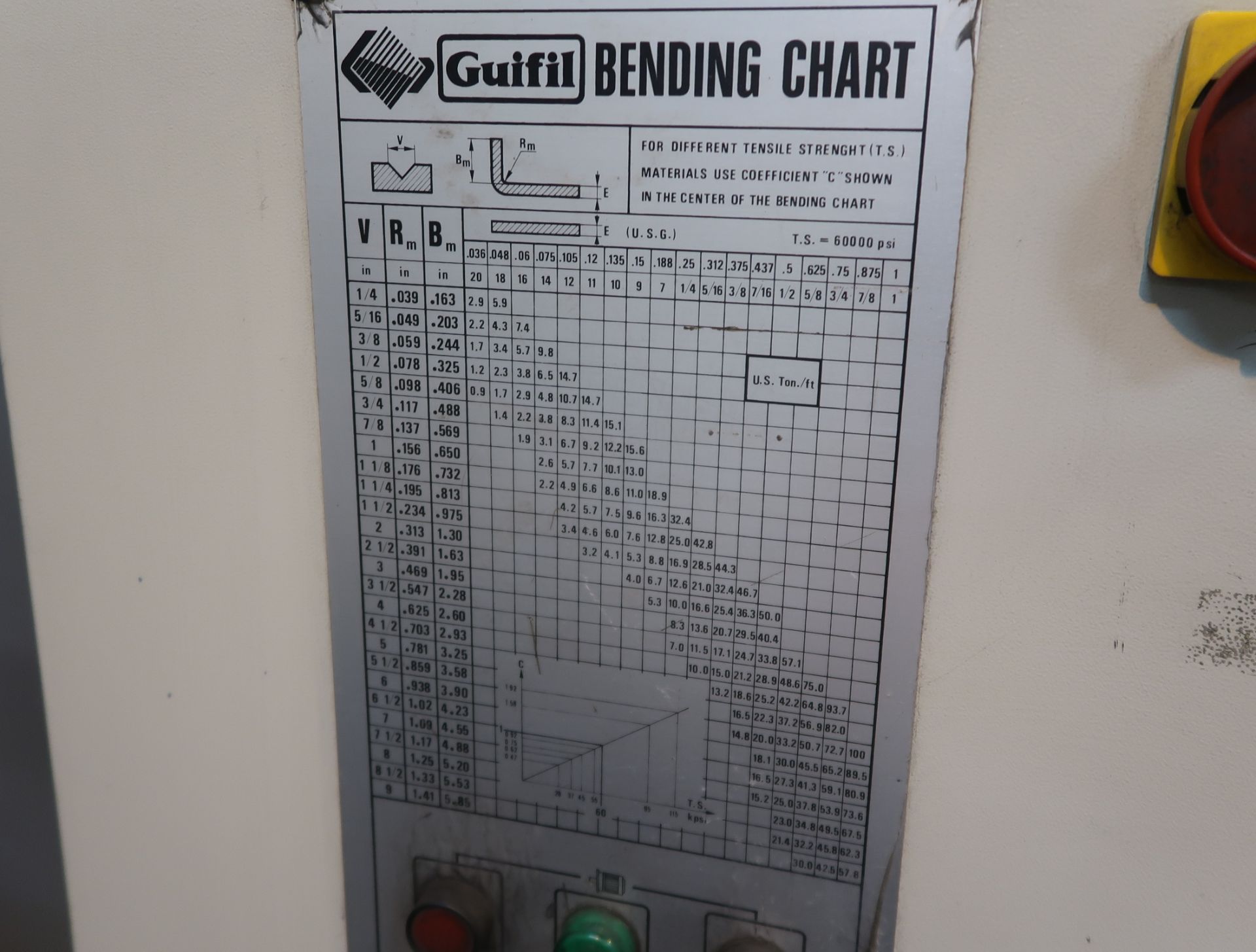 GUIFIL CNC PRESS BRAKE, 6' X 69.3TON, MDL. PE 20-63, AUTOGAUGE 1000 CONTROL, SN. 014609, - Image 7 of 8