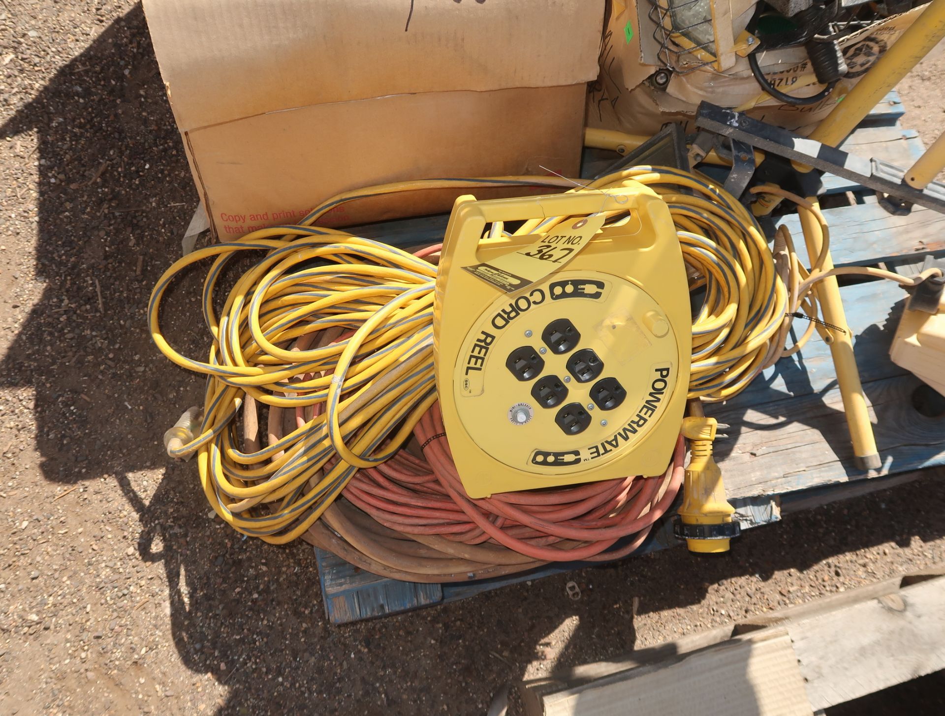 LOT ELECTRICAL CORDS, & CORD REEL