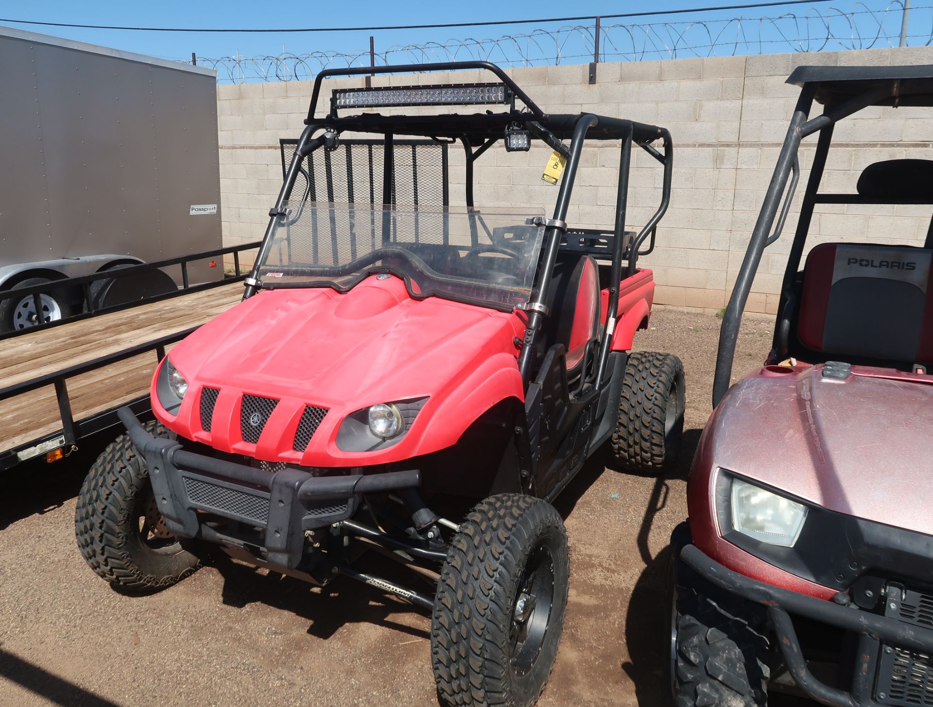 2008 YAMAHA RHINO 700, BLACK-CAT CHIP, 6" LONG-ARM TRAVEL & SUSPENSION, STEREO, AMP, LIGHT BAR,