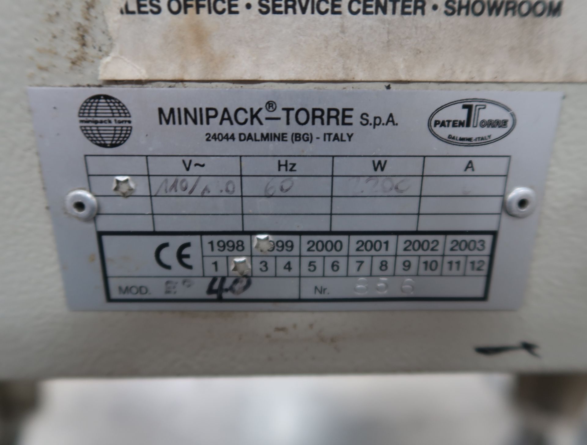 MINIPACK TORRE EP40 MANUAL HEAT SHRINK SN. 856 - Image 2 of 2