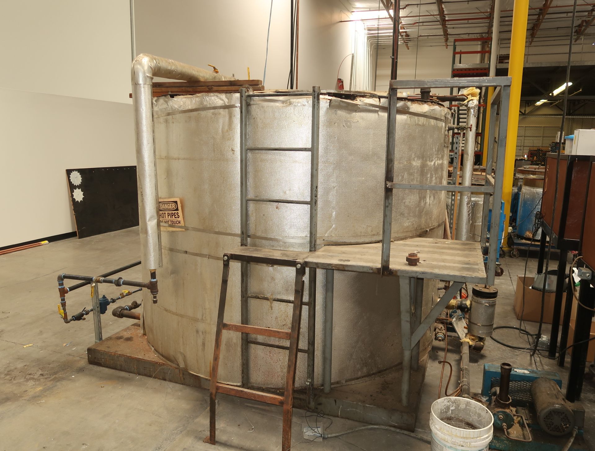 LOT BATCH MIXING TANK 6'H X 8'W w/PUMPS, WORK STATION, BLACK PIPE & 2 FILL STATIONS (USED WITH SOY - Image 4 of 7