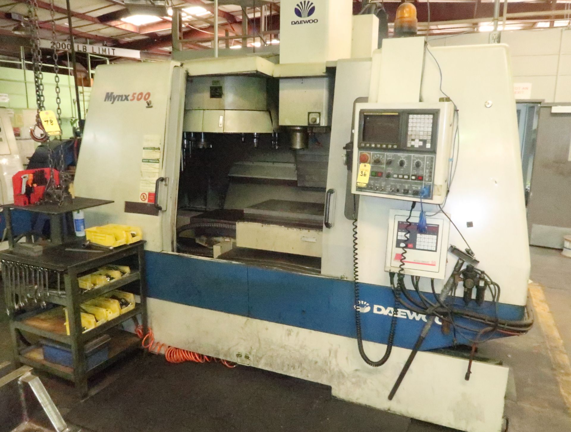 1999 DAEWOO MYNX 500 VERTICAL MACHINING CENTER, 20" X 47" TABLE, 24-STATION ATC, FANUC 21M - Image 8 of 8