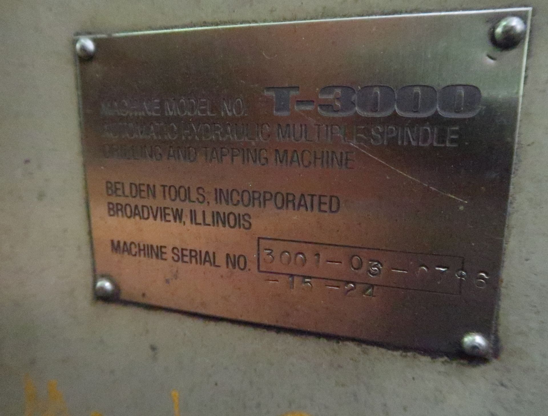 BELDEN T-3000 AUTOMATIC HYDRAULIC MULTIPLE SPINDLE DRILLING & TAPPING MACHINE, SN. 3001-03-0786-15- - Image 5 of 5
