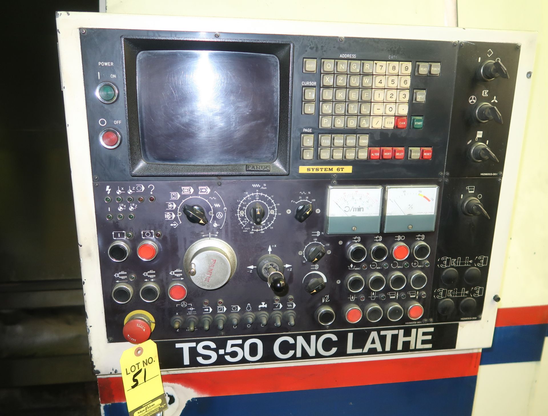 TAKISAWA TS-50 CNC LATHE, FANUC 16T CONTROL, CHIP CONVEYOR, 220V 3PH, SN. TDS-1 - Image 6 of 8