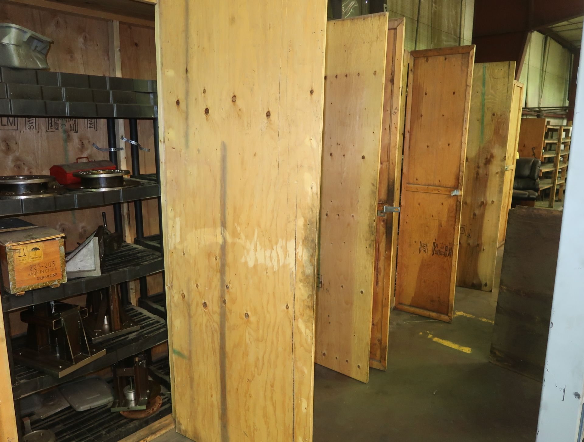 LOT WOODEN STORAGE CABINETS W/CONTENTS