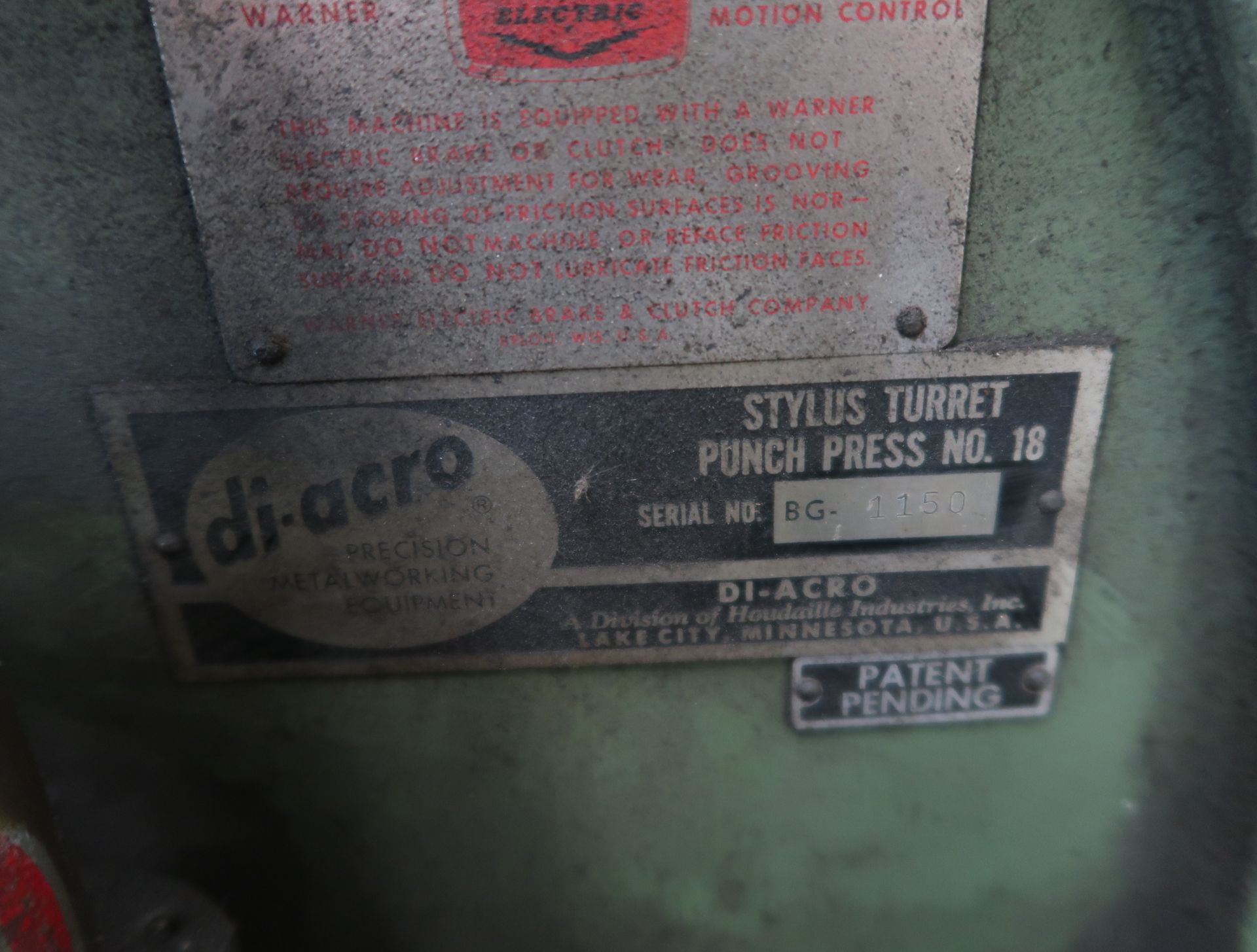 DIACRO TURRET PUNCH PRESS No. 18, SN. 1150 - Image 3 of 3