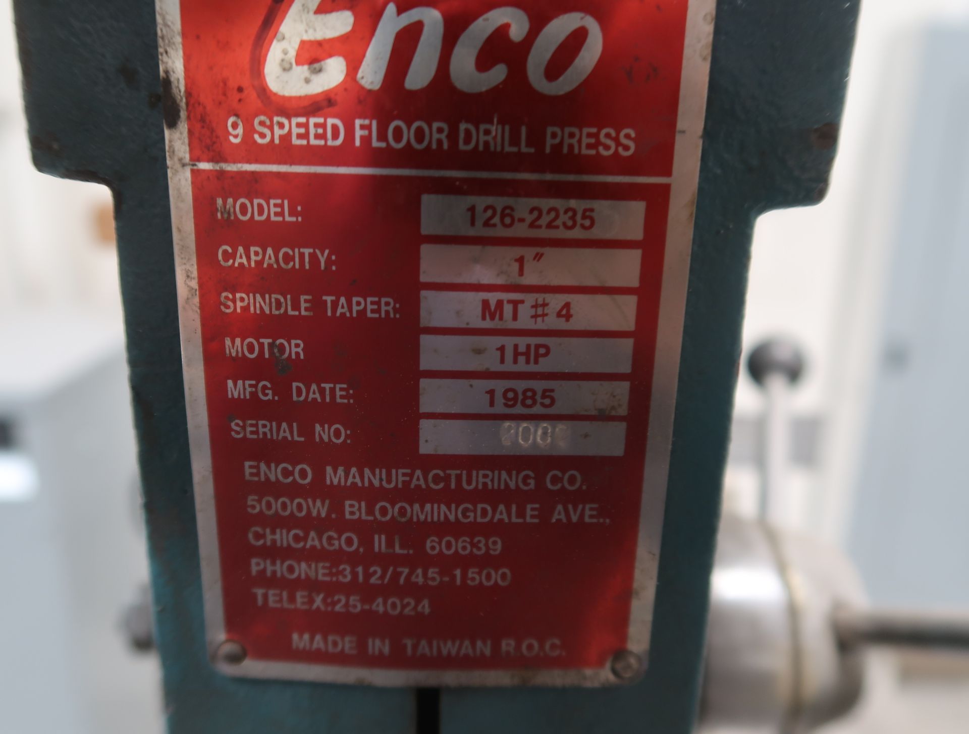 ENCO 9 SPEED FLOOR DRILL PRESS MDL. 126-2253 - Image 2 of 2