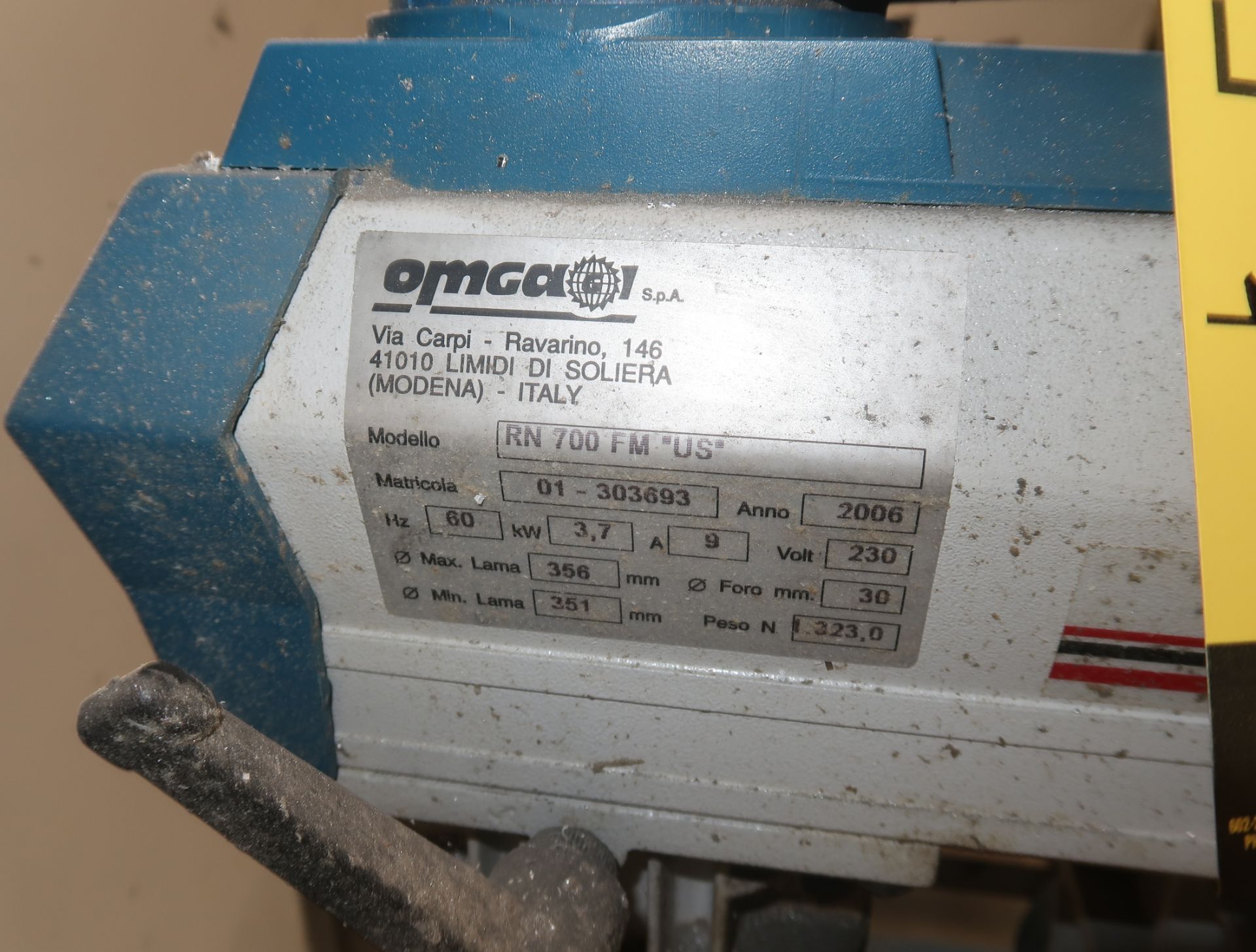 OMGA RN700 RADIAL ARM SAW W/ CONVEYOR ROLLERS SB. 01-303693 - Image 3 of 3