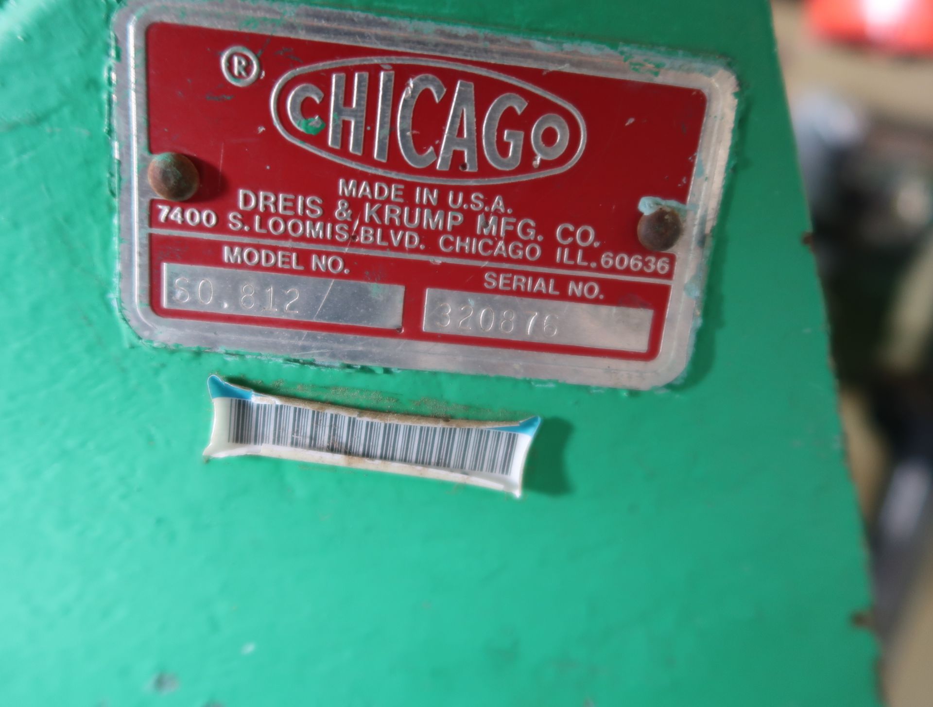 CHICAGO BRAKE MDL.SO 812 8' X 12GA MANUAL BRAKE SN. 320876 - Image 3 of 4