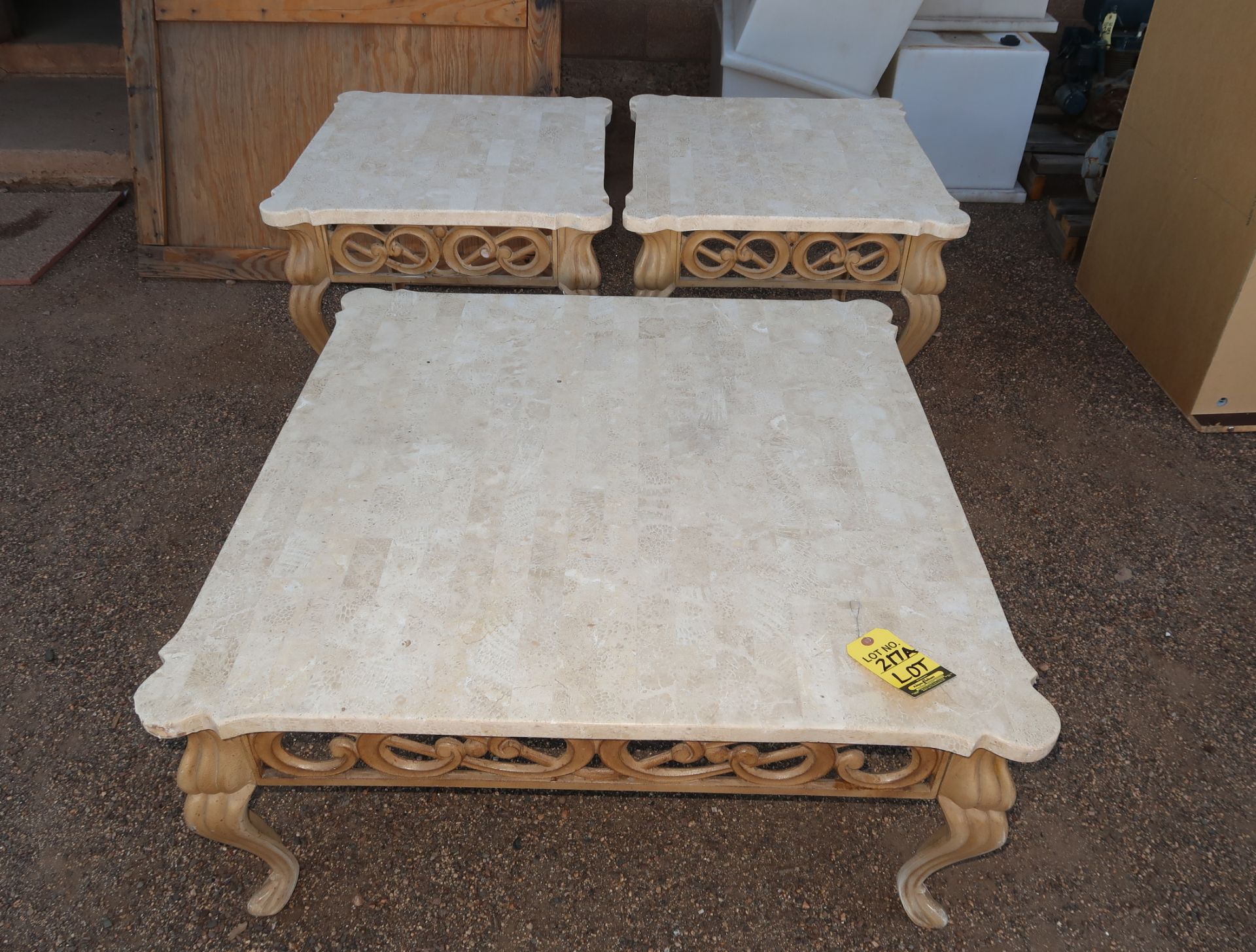 SET OF COFFEE TABLE W/ 2 END TABLES