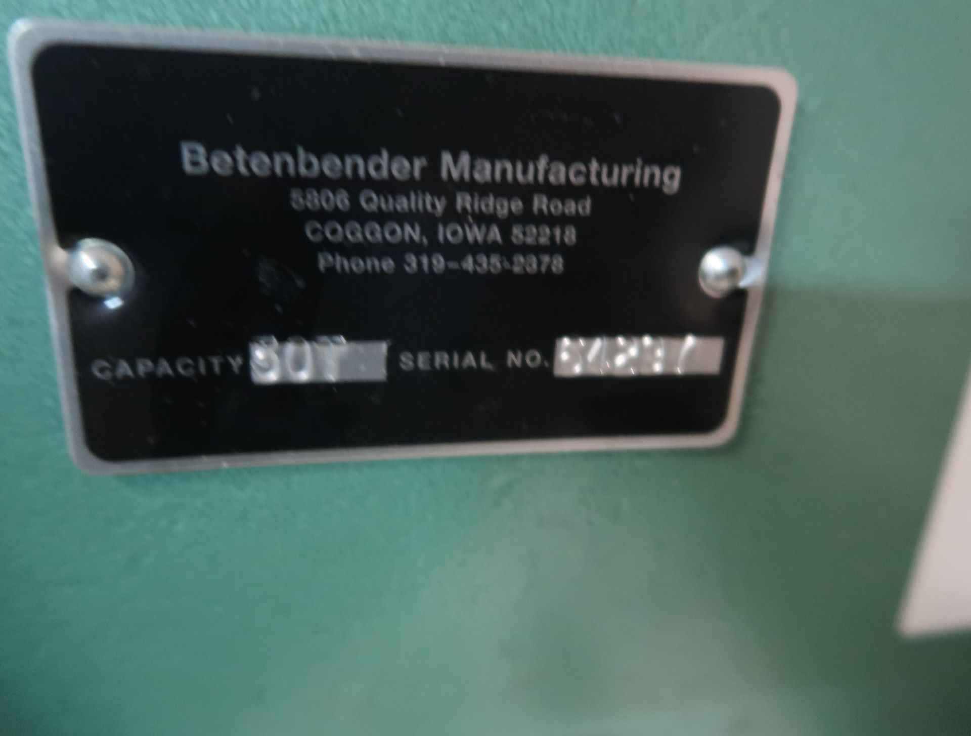 BETENBENDER 4' X 50 TON NC HYDRAULIC PRESS BRAKE, FOPBG, PEDESTAL CONTROLS, SN. 64297 - Image 3 of 8