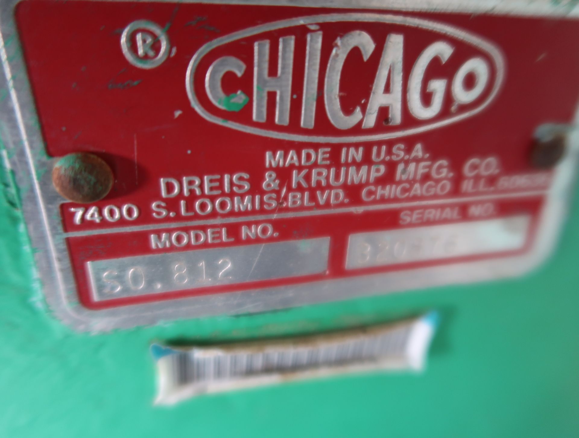 CHICAGO BRAKE MDL.SO 812 8' X 12GA MANUAL BRAKE SN. 320876 - Image 2 of 4