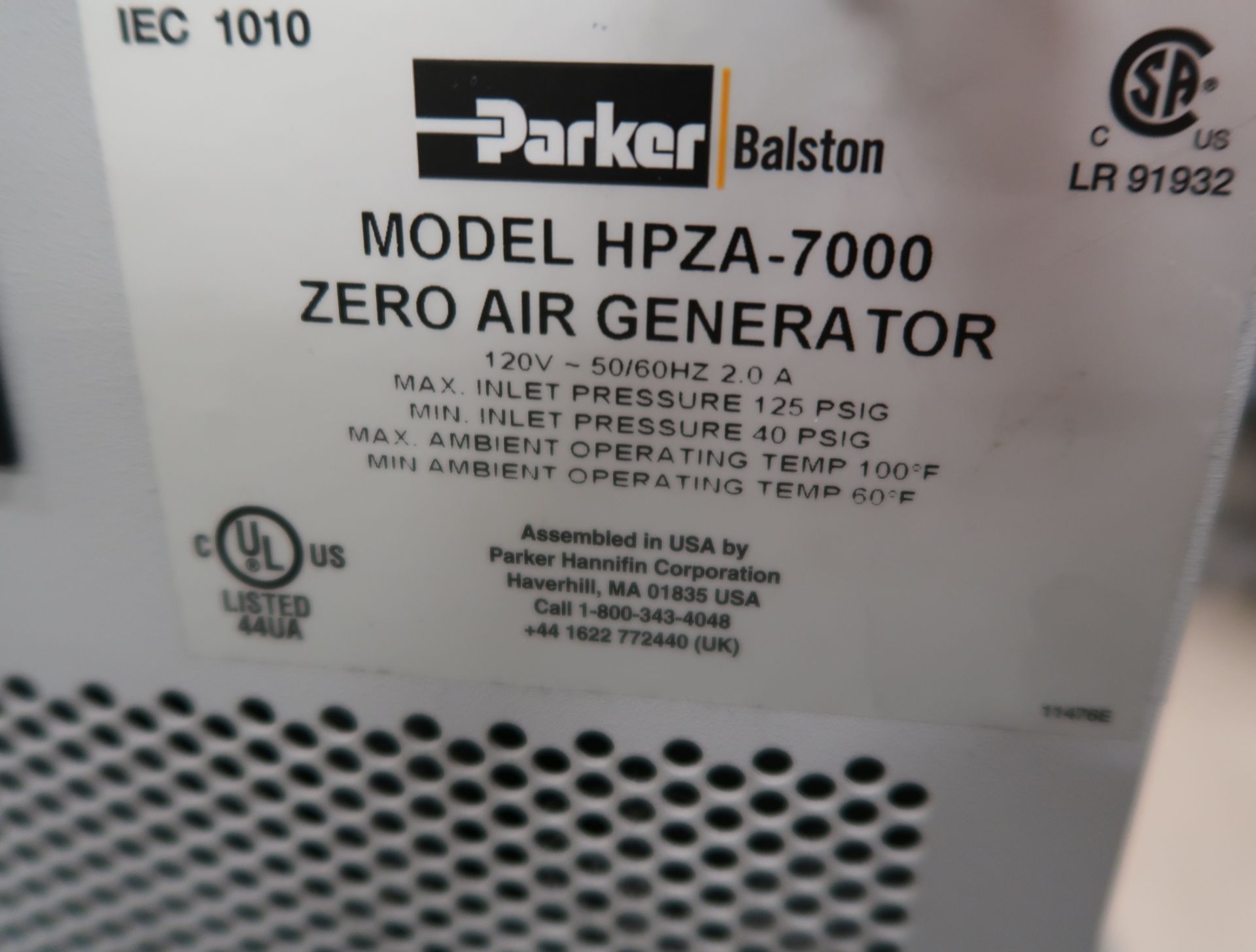 PARKER BALSTON ZERO AIR GENERATOR MDL. HPZA-7000 - Image 2 of 2