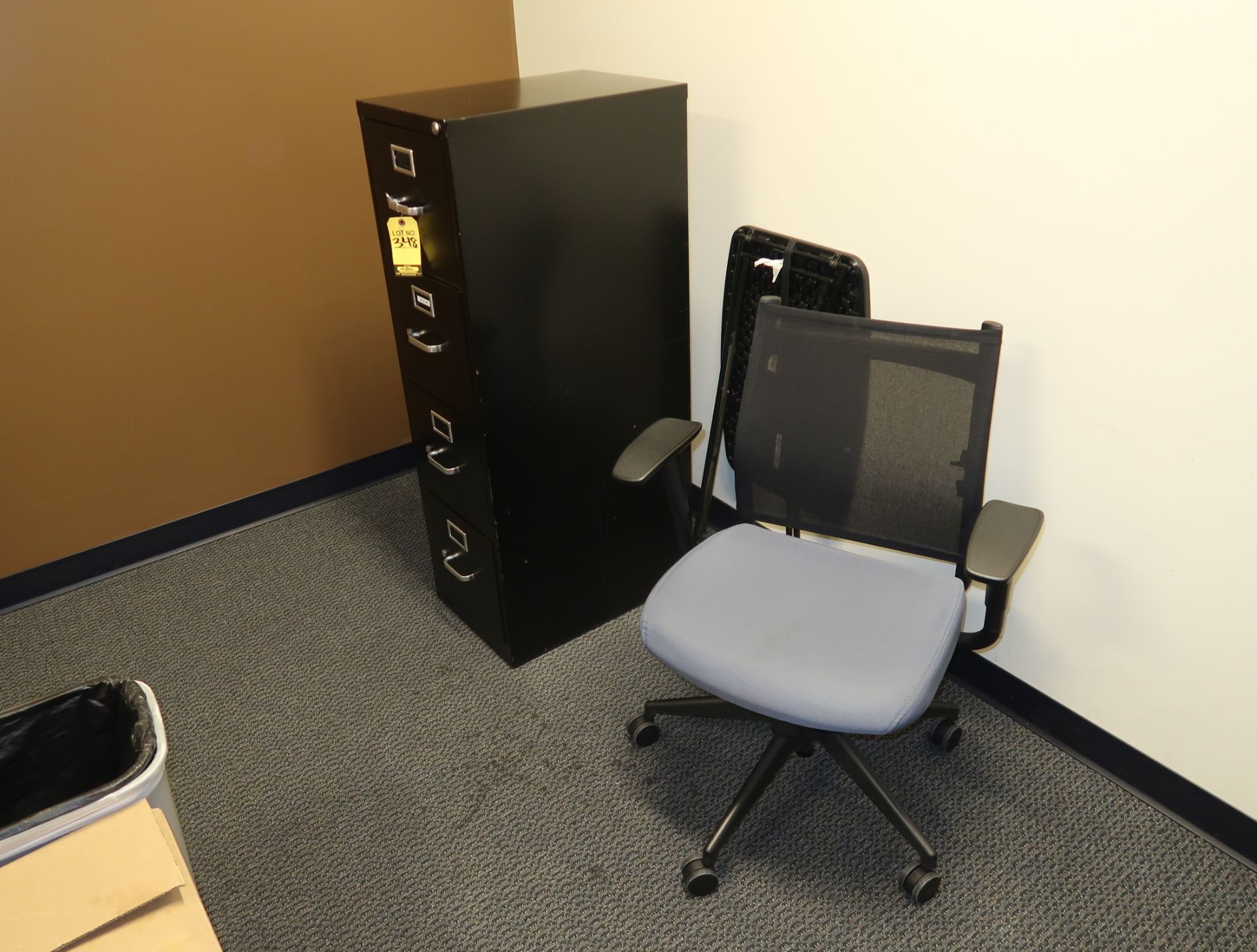 LOT OFFICE FURNITURE, L-SHAPED DESK, BOOK CASE, FILE CABINET, 5-CHAIRS - Image 2 of 2