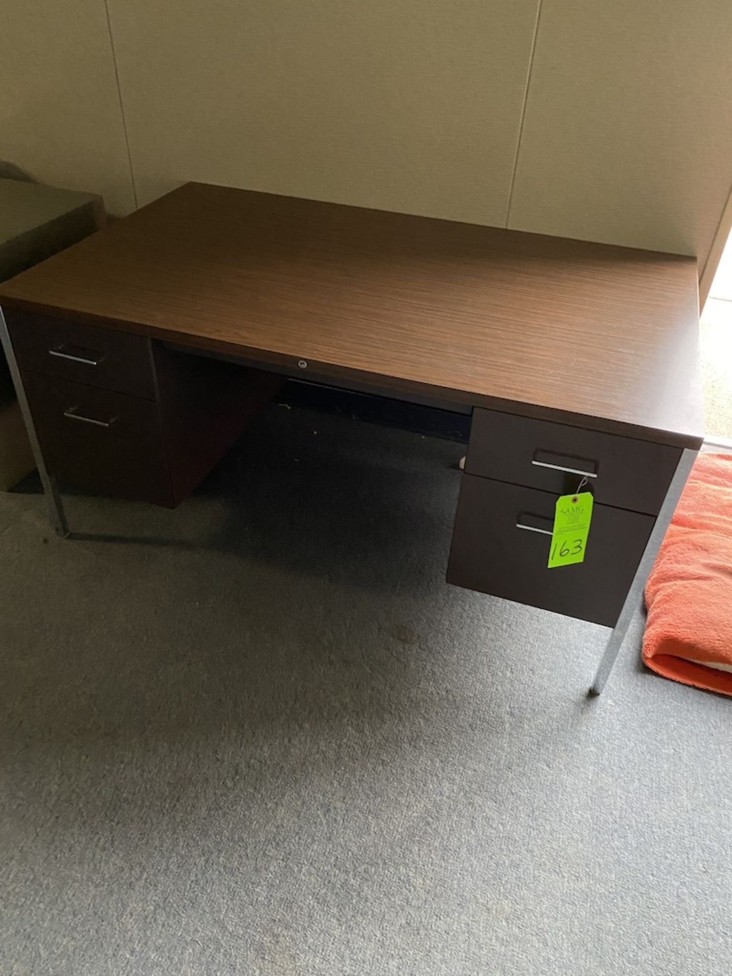 metal desk with formica wood top