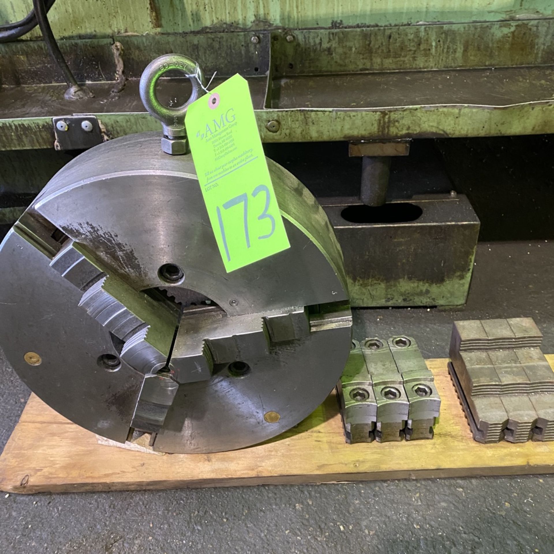 16" 3 Jaw chuck with extra jaw sets,