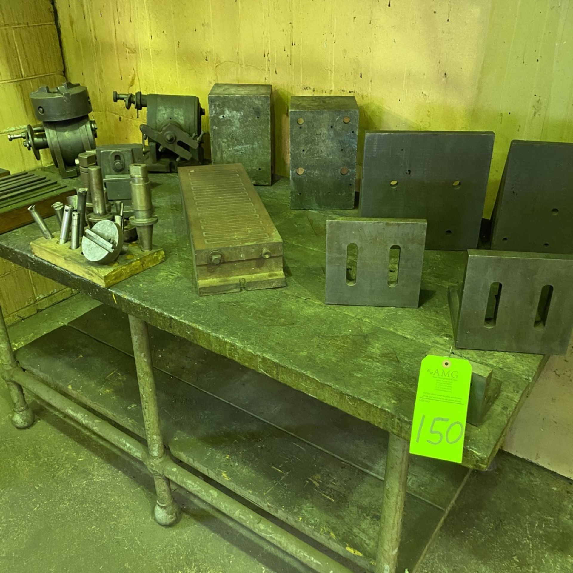 Angle plates, 8" x24" magnetic chuck, Parallel blocks, dividing heads and table