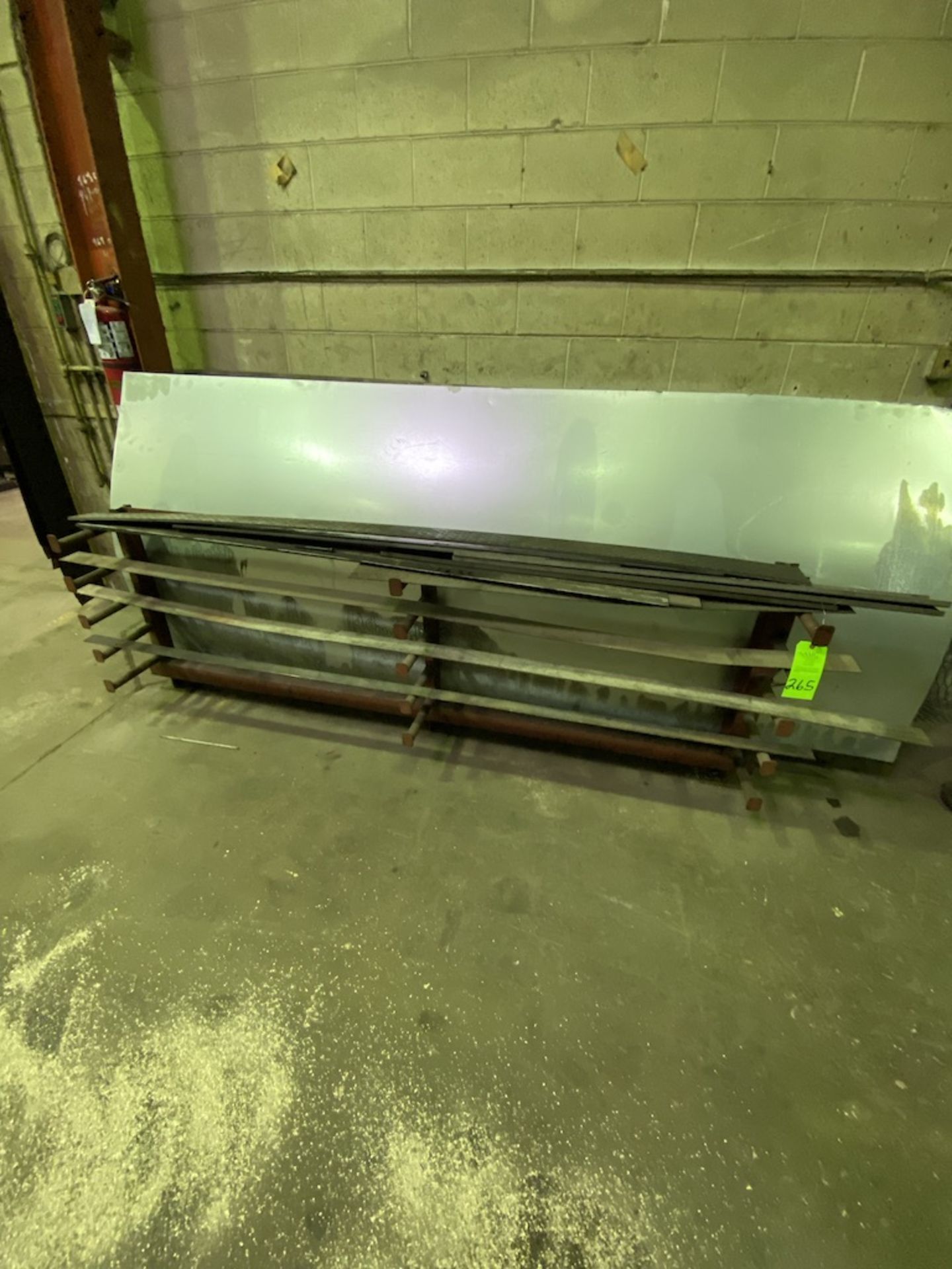 steel stock rack and contents of surplus sheet metal