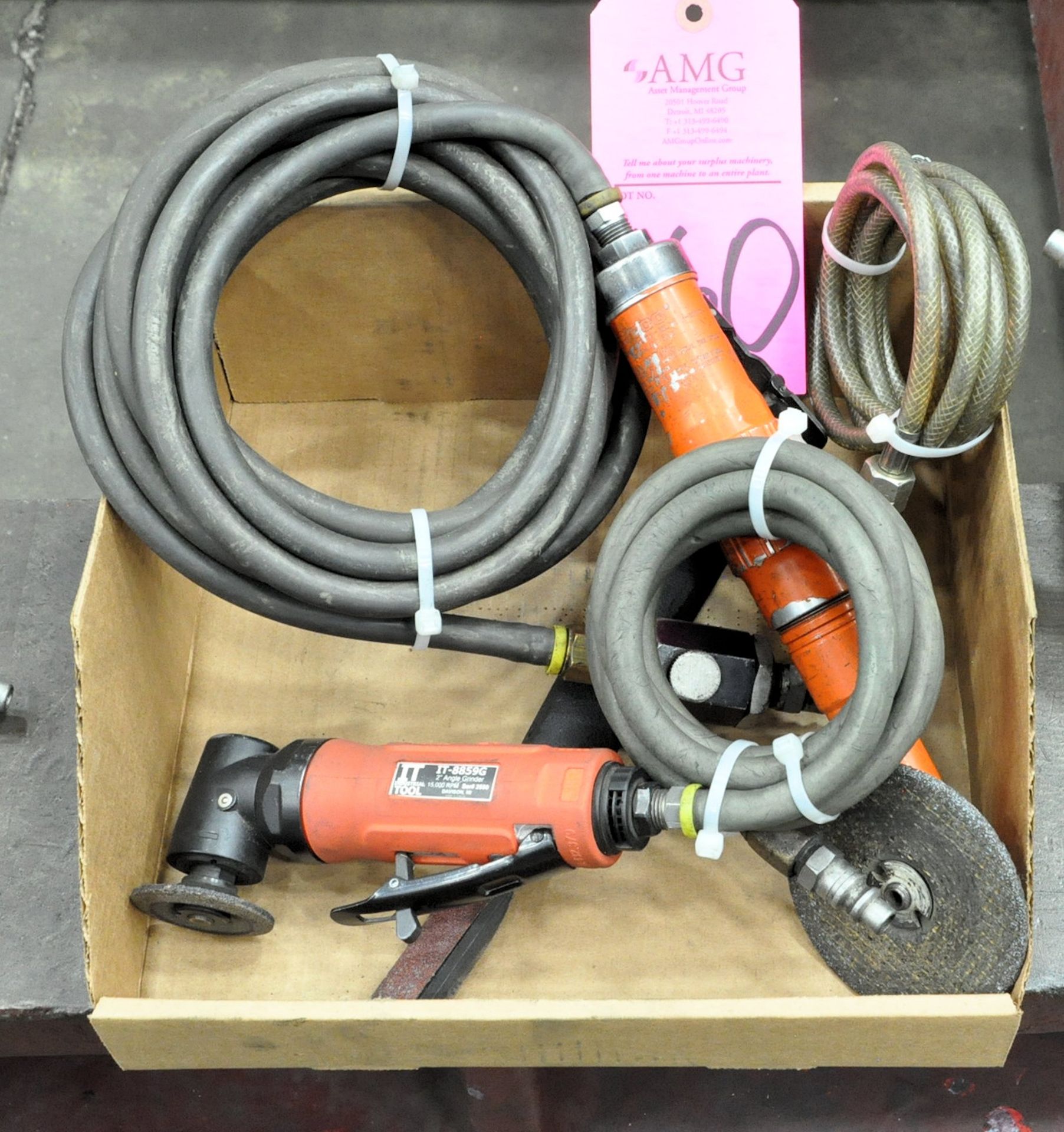 Lot-(2) Pneumatic Angle Die Grinders and (1) Pneumatic Straight Sandpaper Sander in (1) Box