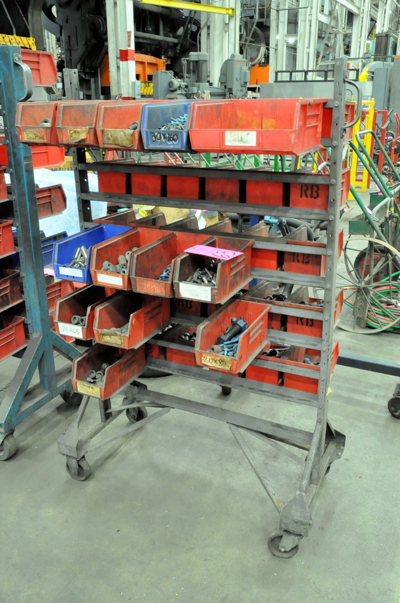 Lot-Portable Bin Racks with Hold Down Setup Hardware and Bins - Image 2 of 7