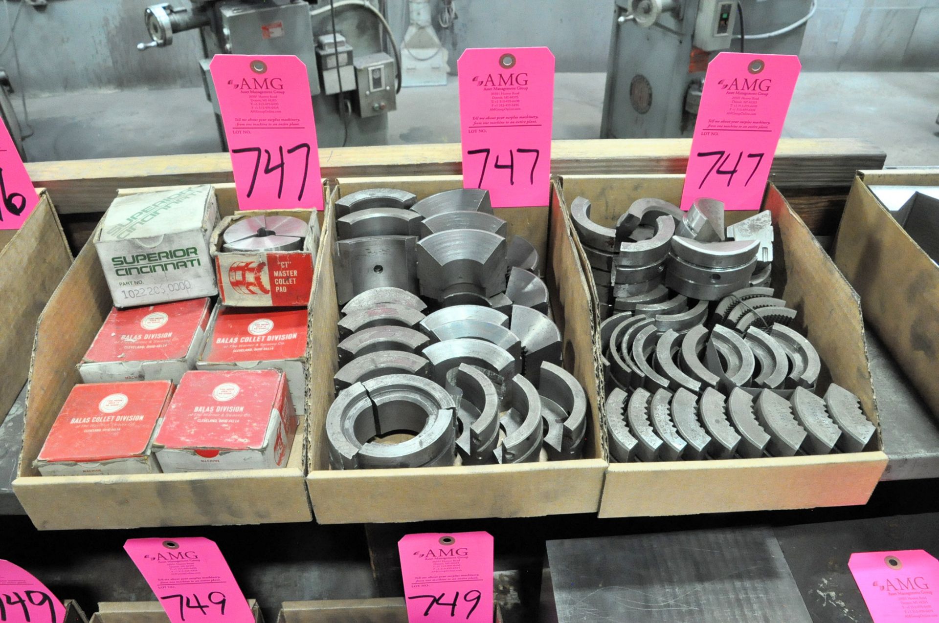 Lot-Collet Pads in (3) Boxes, (Grinding Room), (Pink Tag)