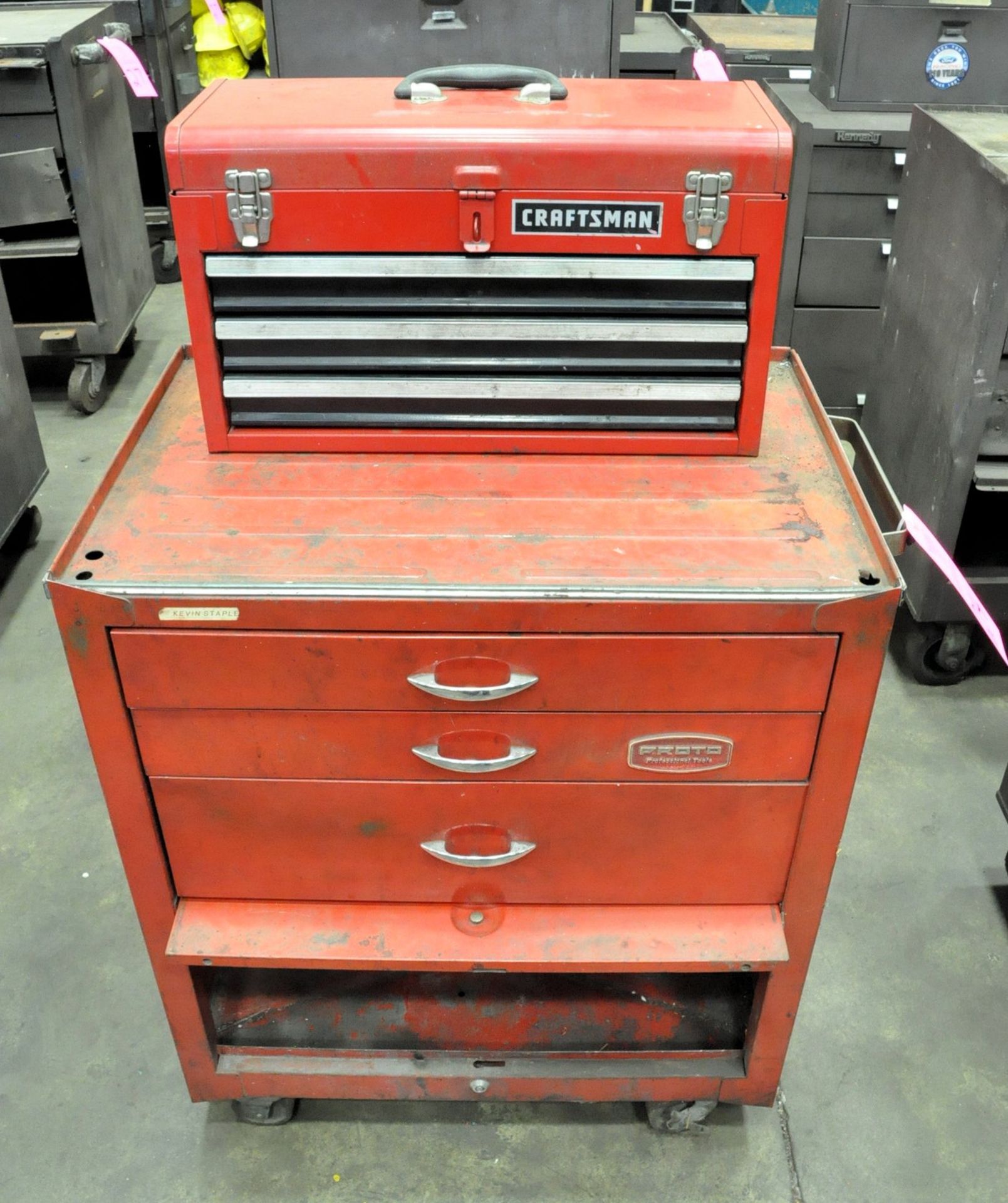 Lot-(1) 10-Drawer, (1) Waterloo 3-Piece Rolling Tool Chest, with (1) Proto Rolling and (1) Craftsman - Image 3 of 3