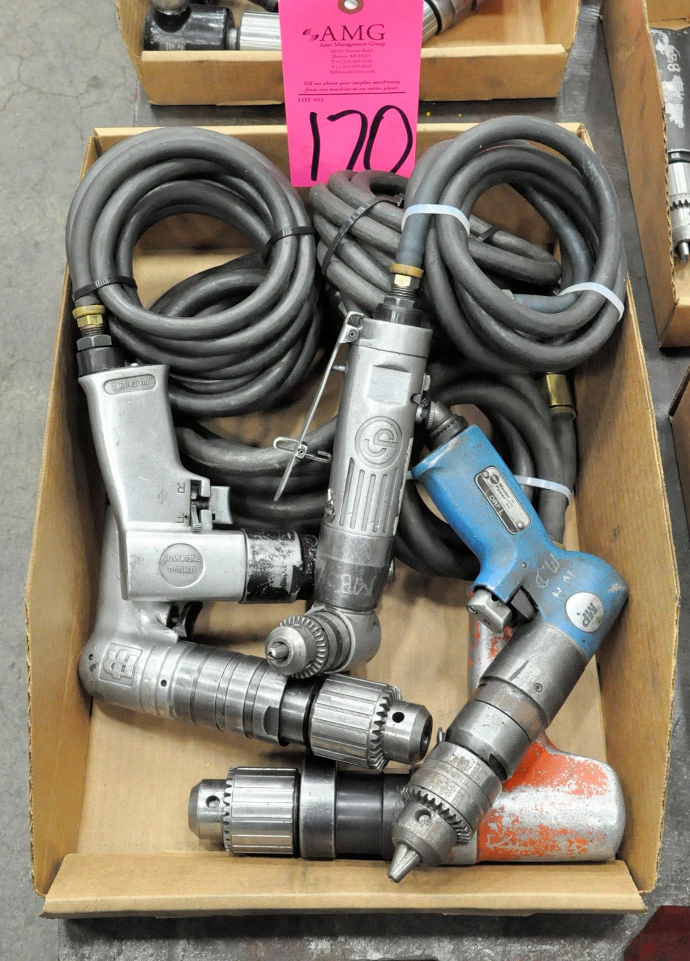 Lot-(5) Pneumatic Angle Drills in (1) Box