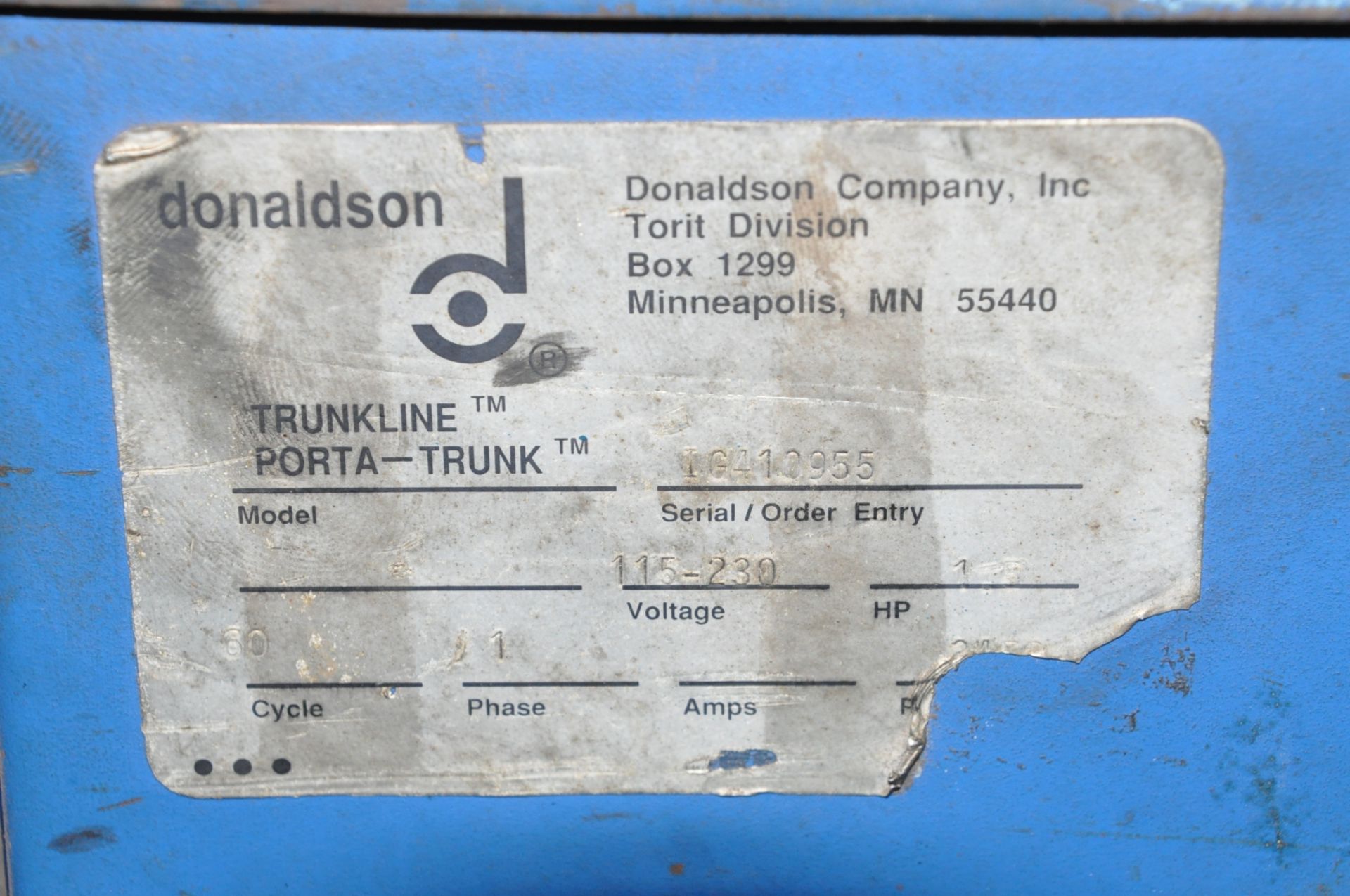 Torit Donaldson Trunk Line Porta-Trunk Snorkel Type Portable Fume Collector, S/n 1G410955, (G- - Image 2 of 2