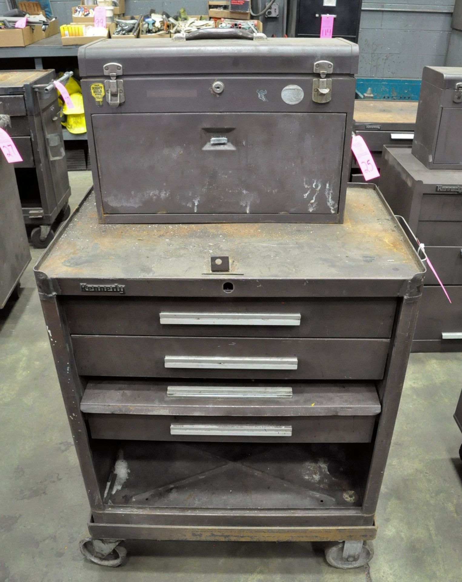 Lot-(3) Kennedy Rolling Tool Chests, (1) Machinist Box and (1) Tool Tote Box