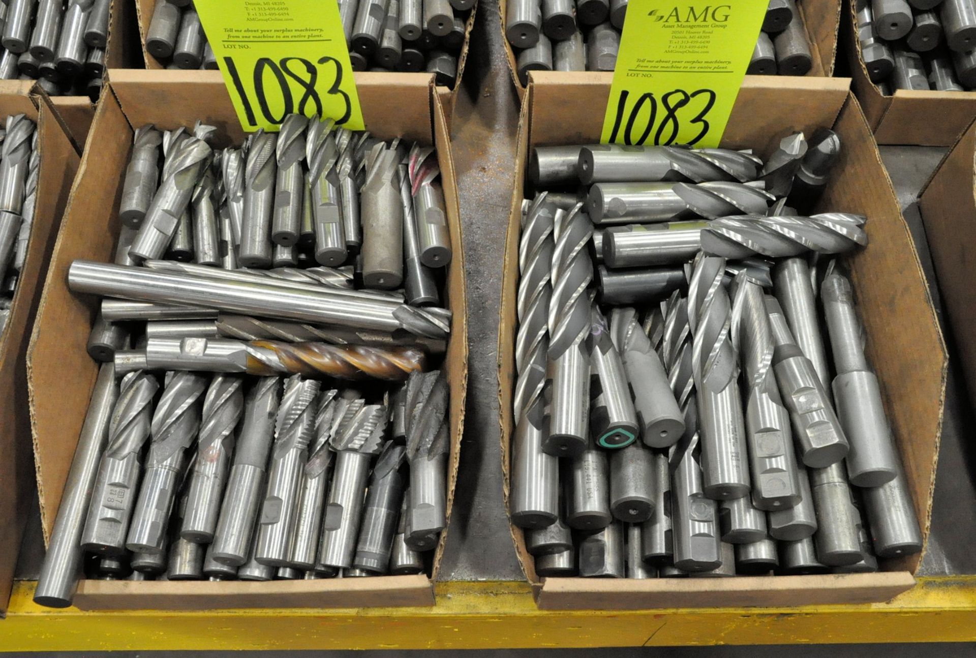 Lot-Single End Mills in (2) Boxes, (E-7), (Yellow Tag)