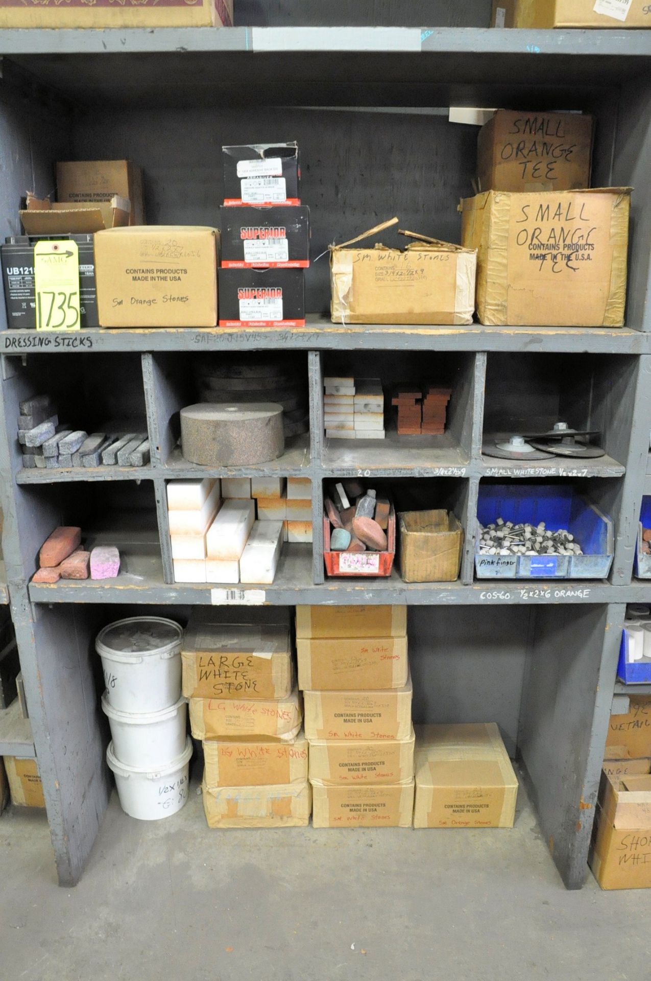 Lot-Grinding Stones, Sanding Supplies, etc. in (6) Sections and Top of Shelving Unit, (Shelving - Image 2 of 11