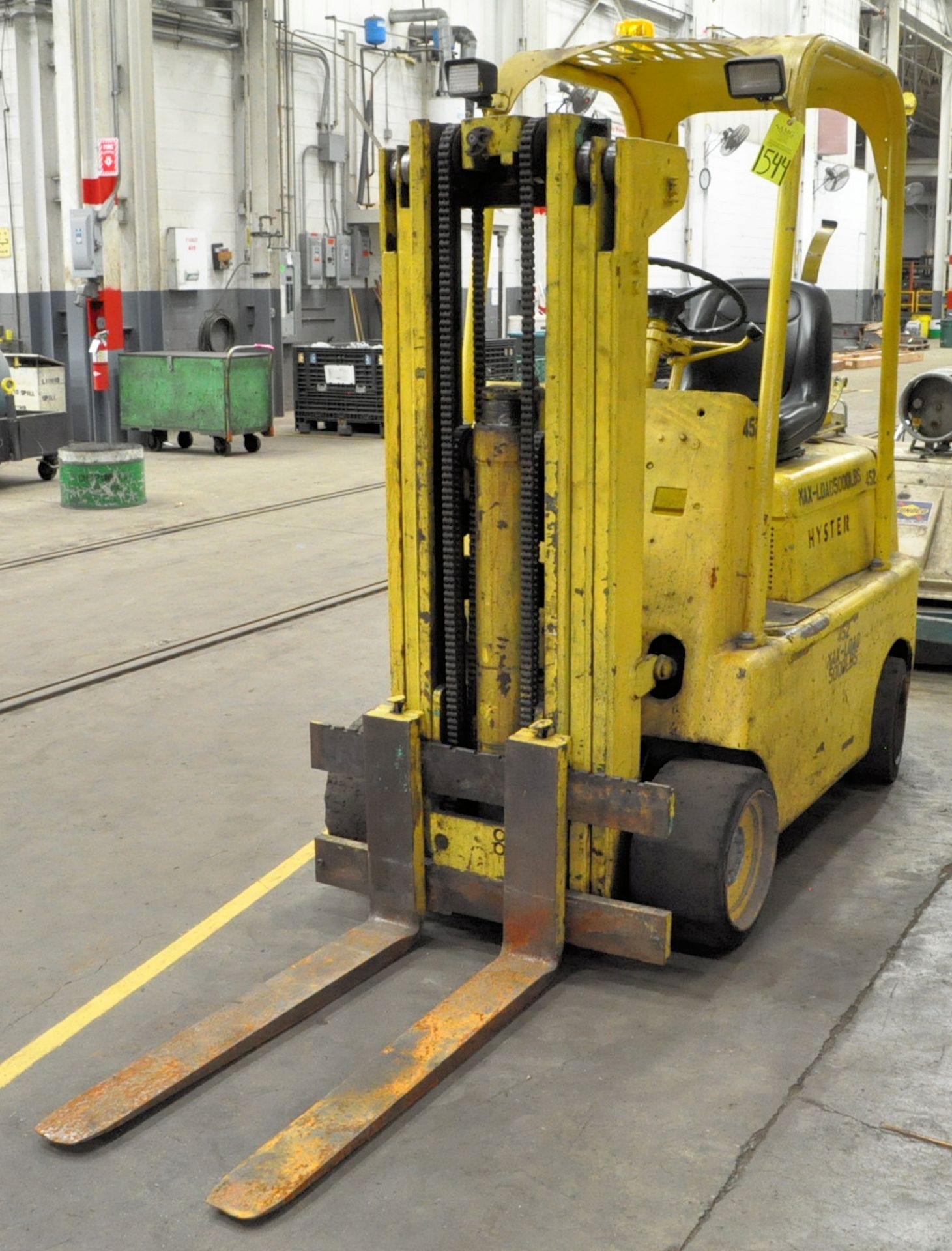 Hyster 5,000-Lbs. Capacity LP Gas Forklift Truck, S/n C2D 7859N, 151" Lift, 3-Stage Mast, 42" Long