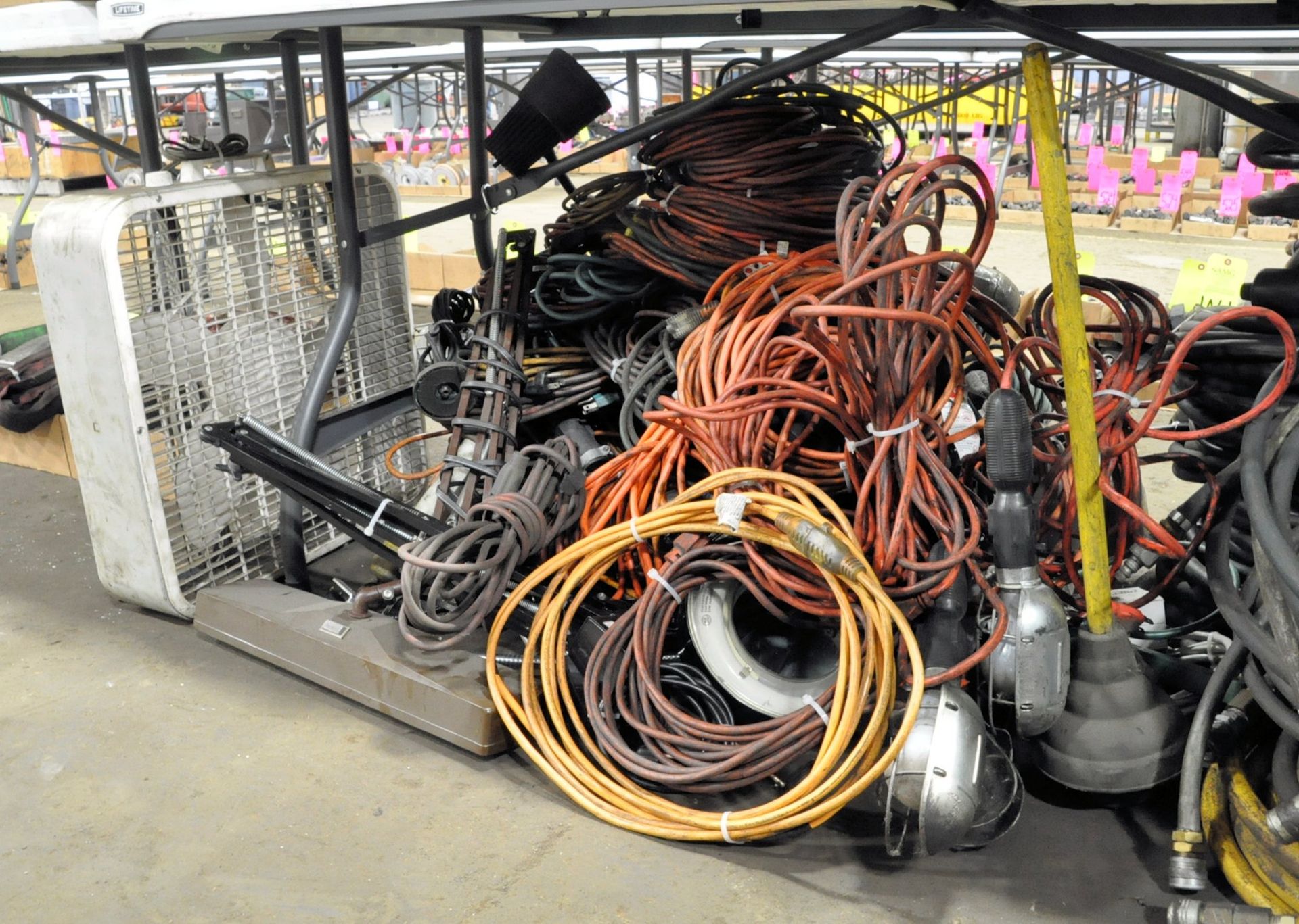 Lot-Extension Cords and Lights on Floor Under (1) Table, (E-7), (Yellow Tag) - Image 2 of 2