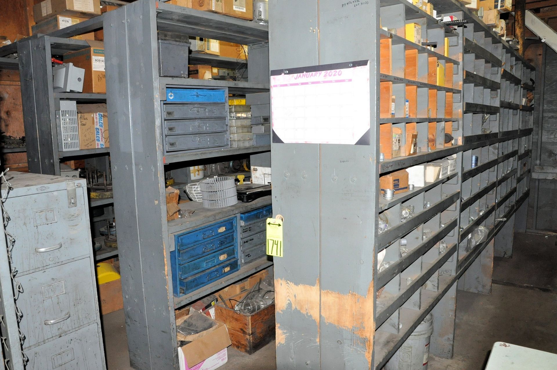 Lot-Electrical Maintenance with Shelving and Desk in Back Storeroom of Electrical Crib, (Pattern