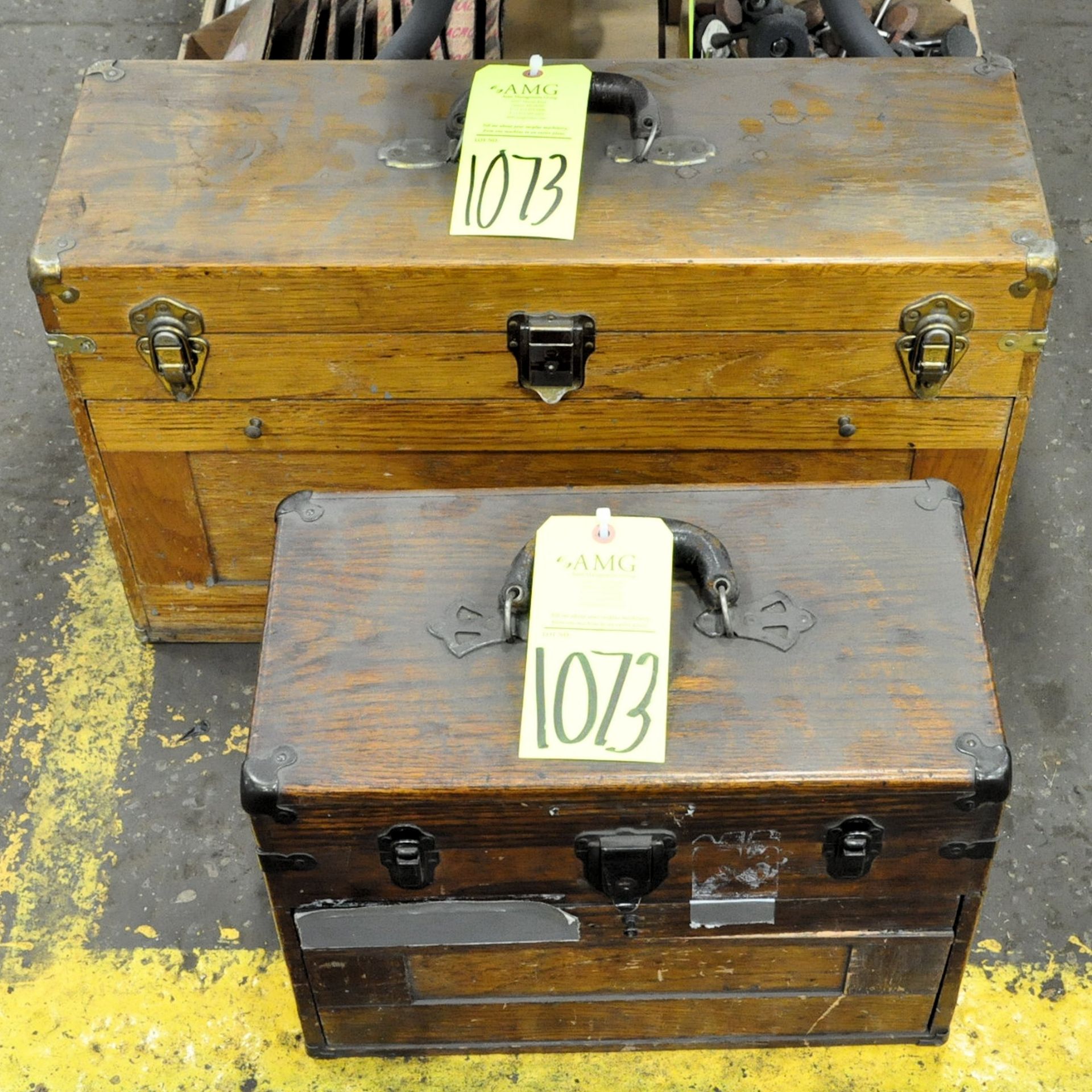 Lot-(2) Wooden Machinists Tool Boxes, (E-7), (Yellow Tag)