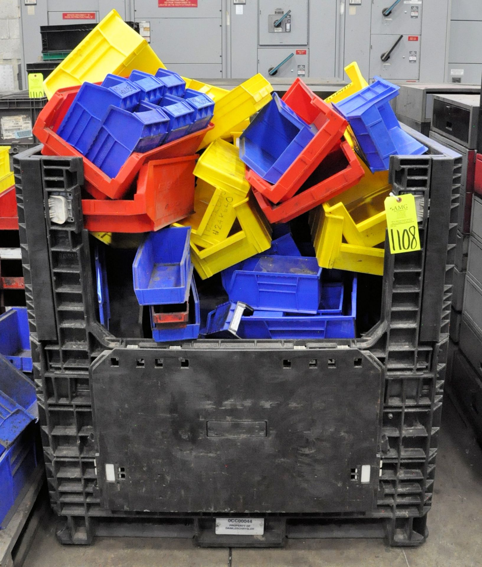 Lot-Plastic Parts Bins in 1-Collapsible Tub, (G-14), (Yellow Tag)
