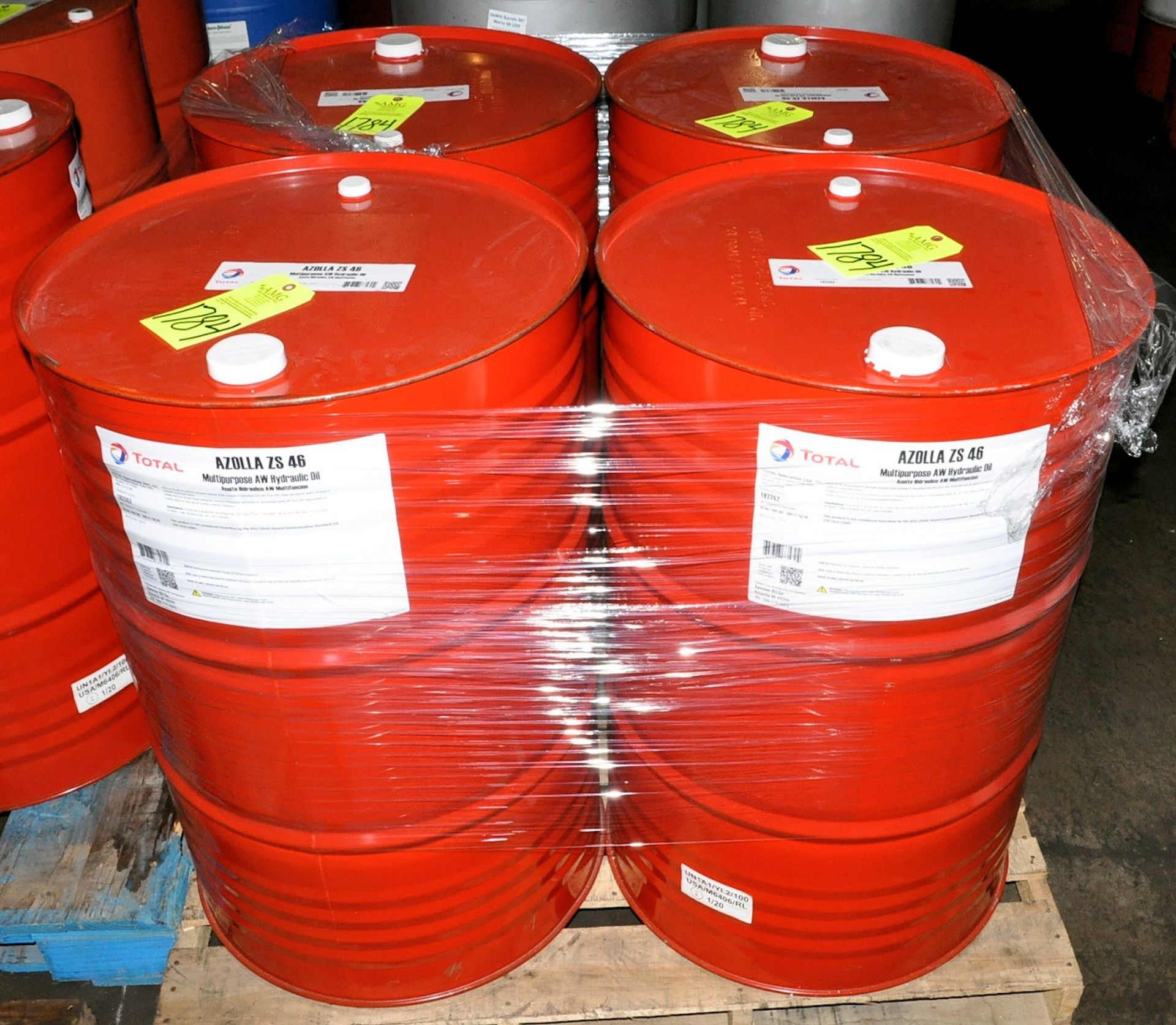 Lot-(4) 55-Gallon Drums of Total Azolla ZS 46 Multipurpose AW Hydraulic Oil on (1) Pallet, (Oils