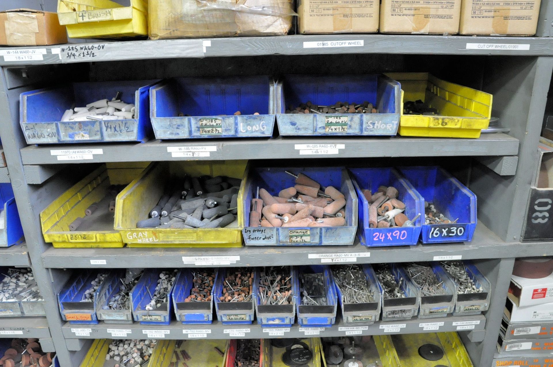 Lot-Grinding Stones, Sanding Supplies, etc. in (6) Sections and Top of Shelving Unit, (Shelving - Image 6 of 11