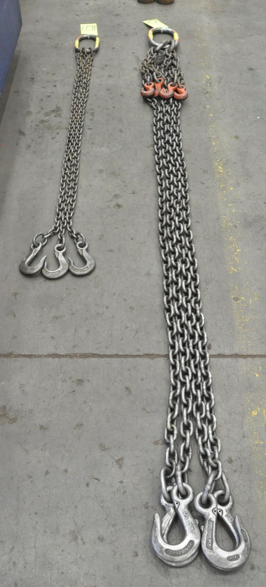 Lot-(1) 3/8" Link x 8' Long 4-Hook Chain Sling with (4) Chokers, and (1) 9/32" Link x 5' Long 3-Hook - Image 2 of 2