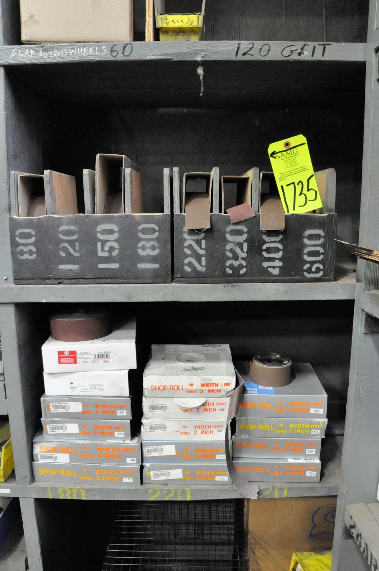 Lot-Grinding Stones, Sanding Supplies, etc. in (6) Sections and Top of Shelving Unit, (Shelving - Image 8 of 11