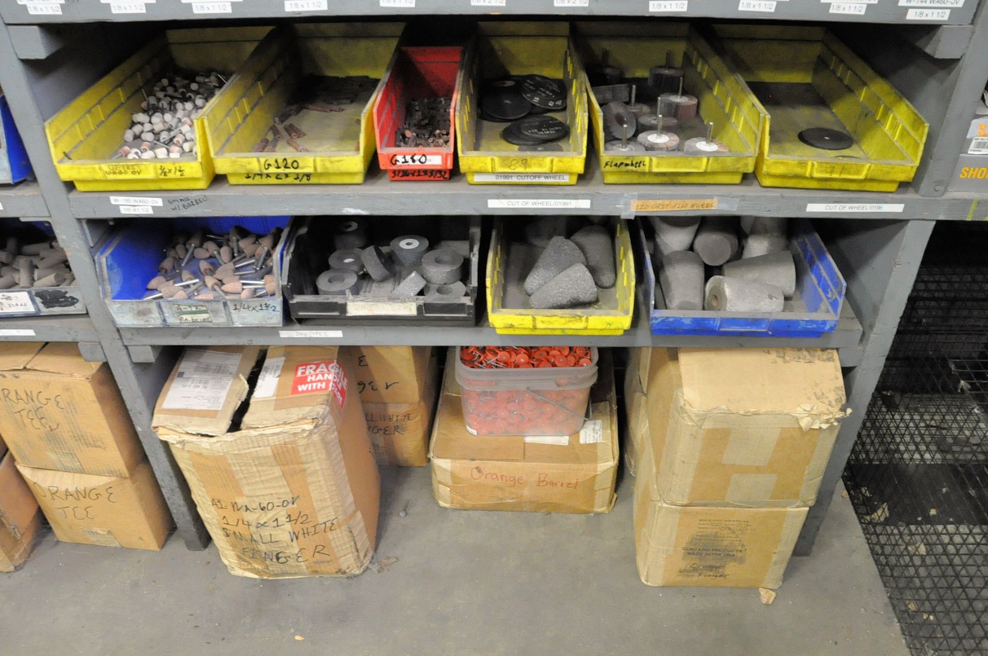 Lot-Grinding Stones, Sanding Supplies, etc. in (6) Sections and Top of Shelving Unit, (Shelving - Image 7 of 11